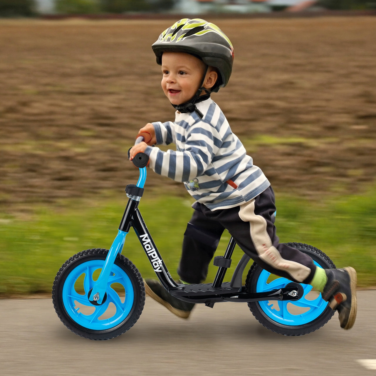 BALANCE BIKE CHILDREN'S BIKE LIGHTWEIGHT ADJUSTABLE STURDY PLATFORM Color black blue