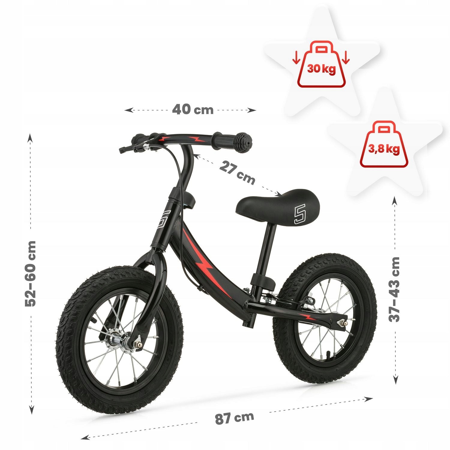 BALANCE BIKE FLASH PUMPED WHEELS STARS Frame steel