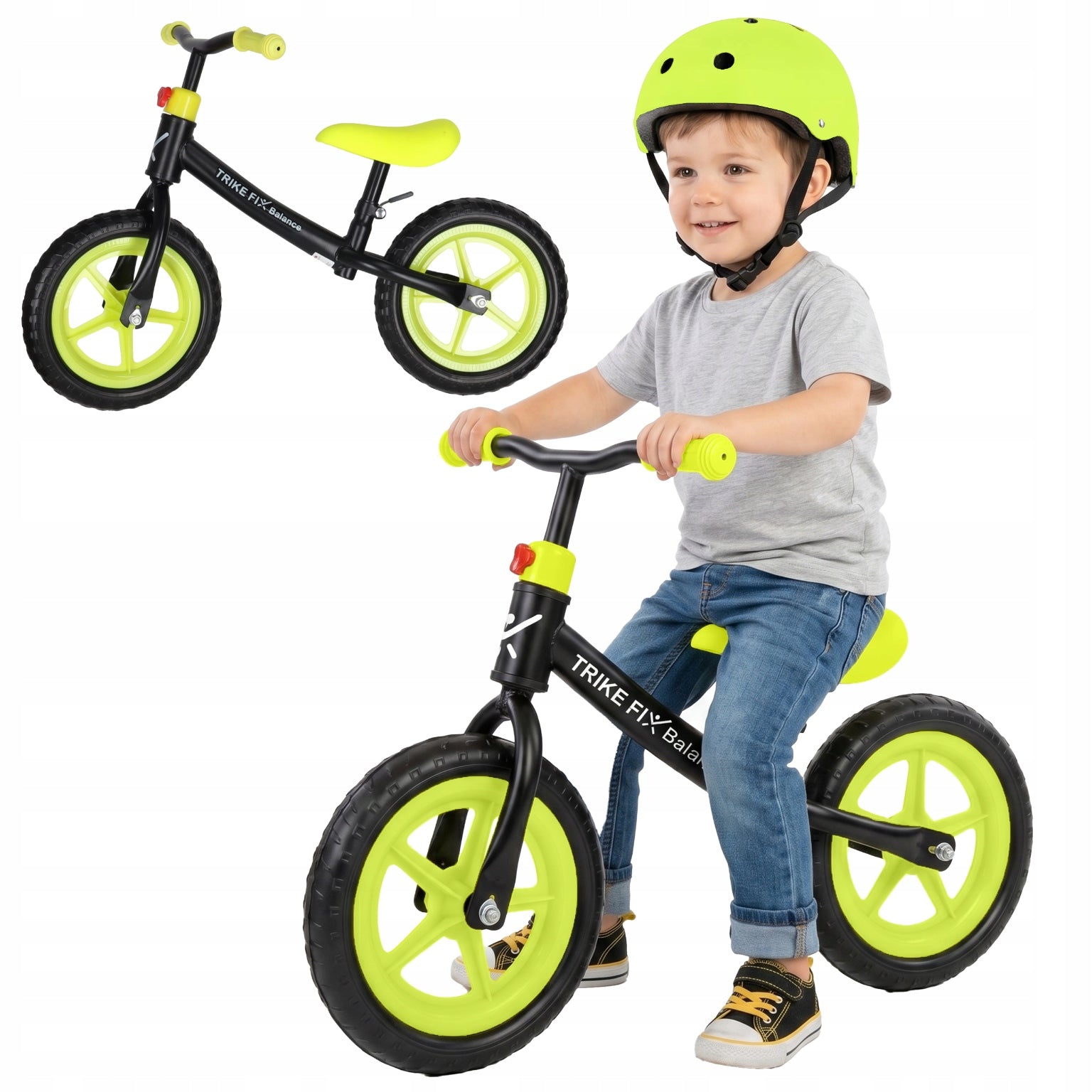 BALANCE BIKE FOR BOY 2+ BLACK NEON GREEN ULTRA LIGHT TWO-WHEELED