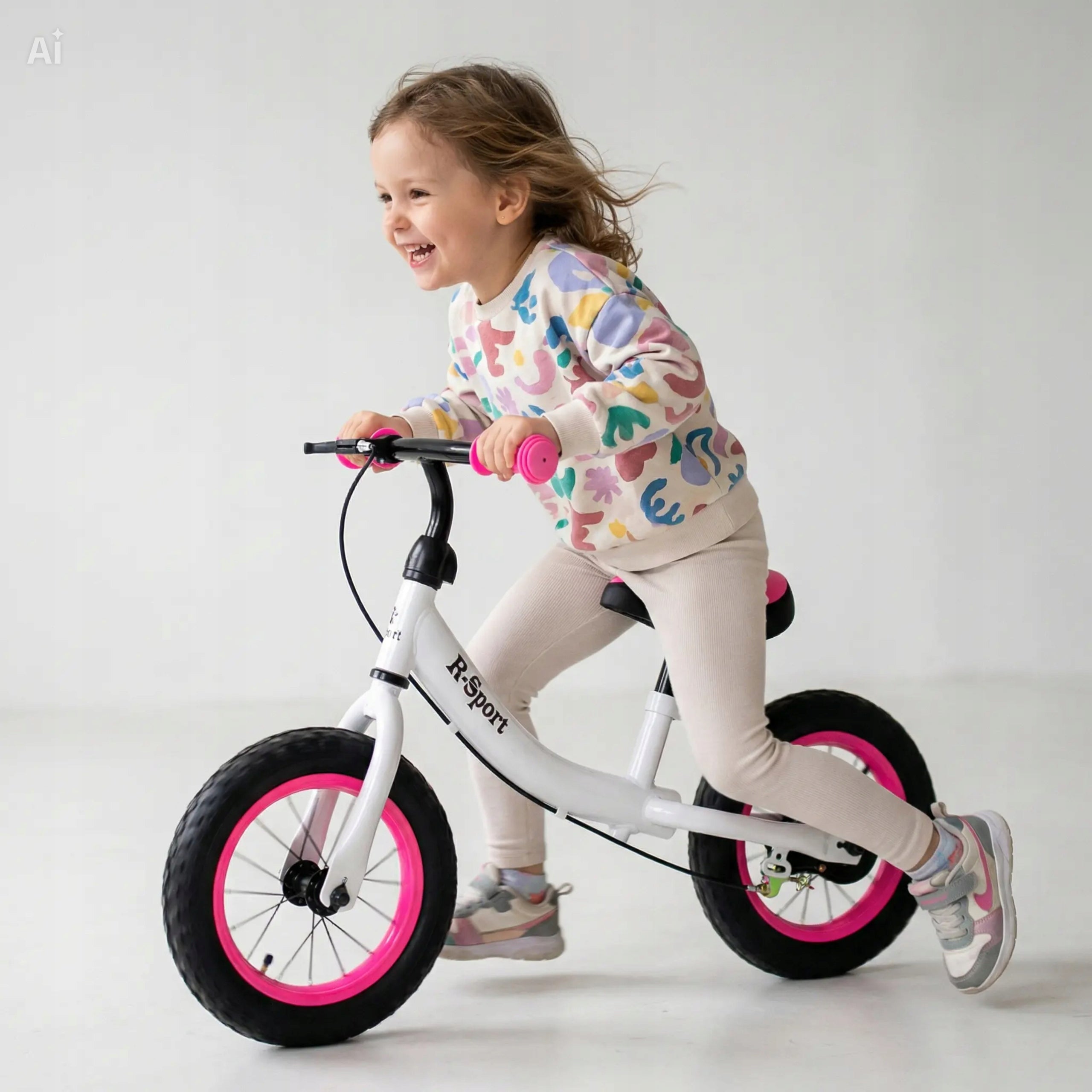 BALANCE BIKE FOR GIRLS CHILDREN 3 YEARS OLD PINK WHITE WITH BRAKE Brand no brand