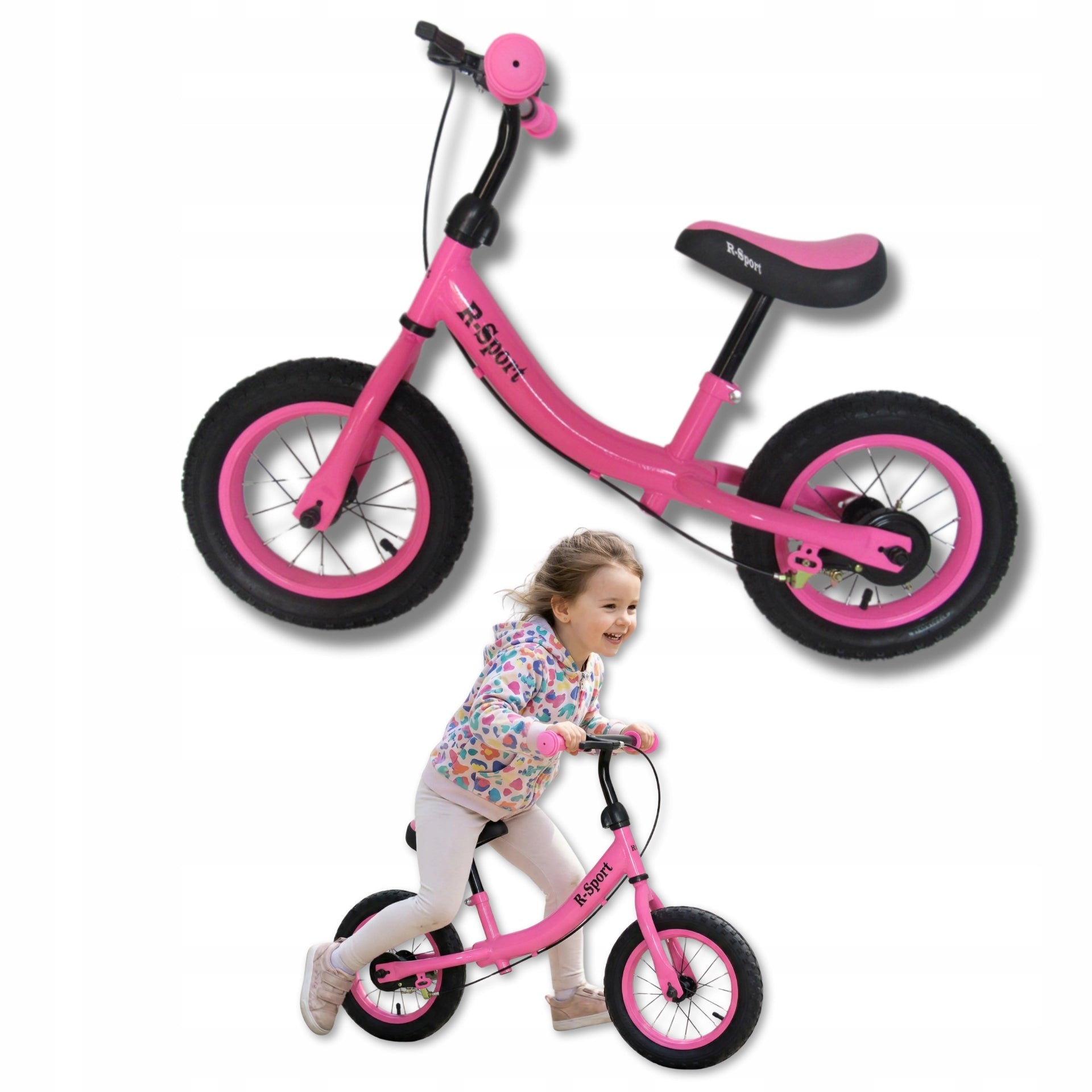 BALANCE BIKE FOR GIRLS CHILDREN 3 YEARS OLD PINK WITH BRAKE