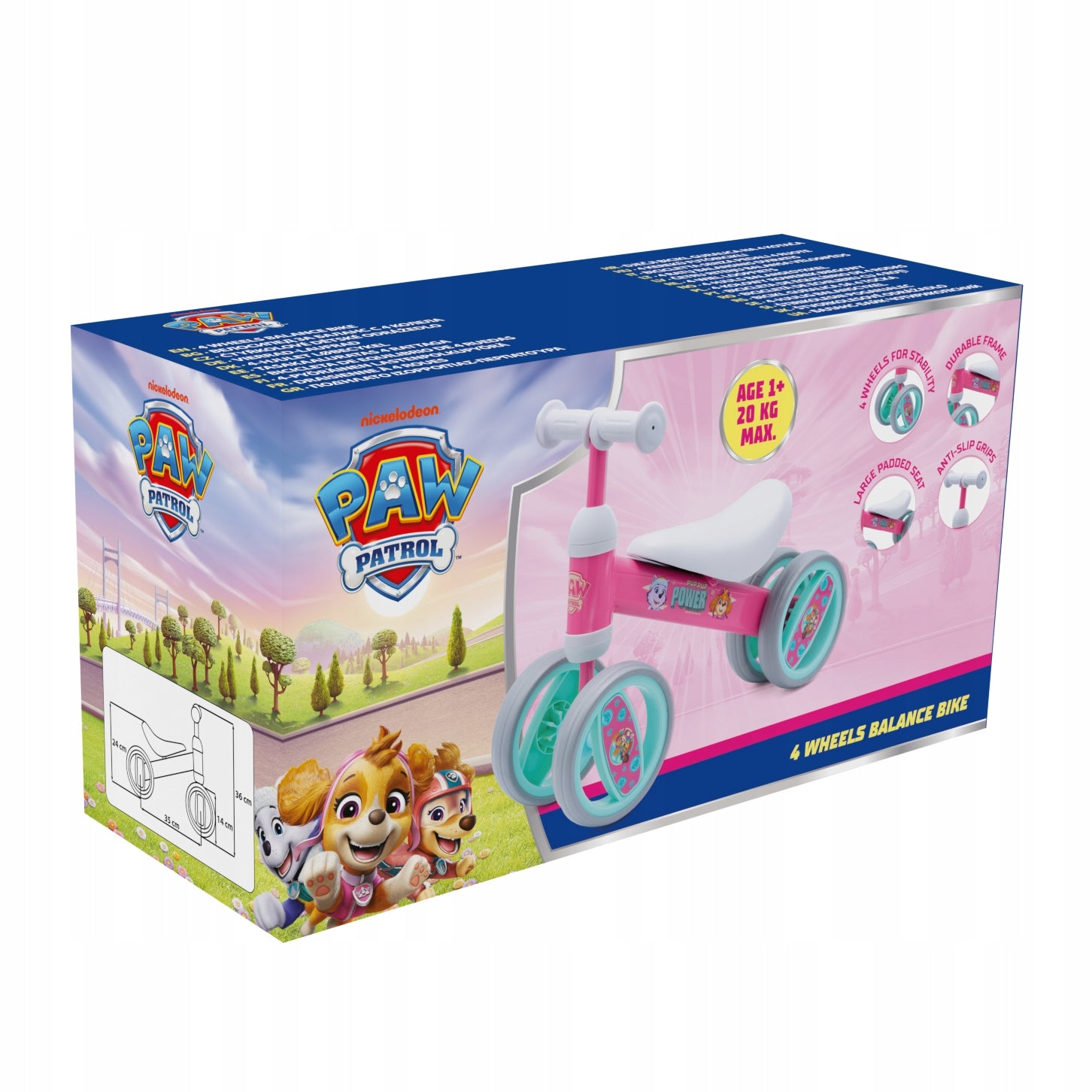 BALANCE BIKE PSI PATROL SKYE 4-Wheel STABLE CHILDREN'S Wheel size in inches 6"