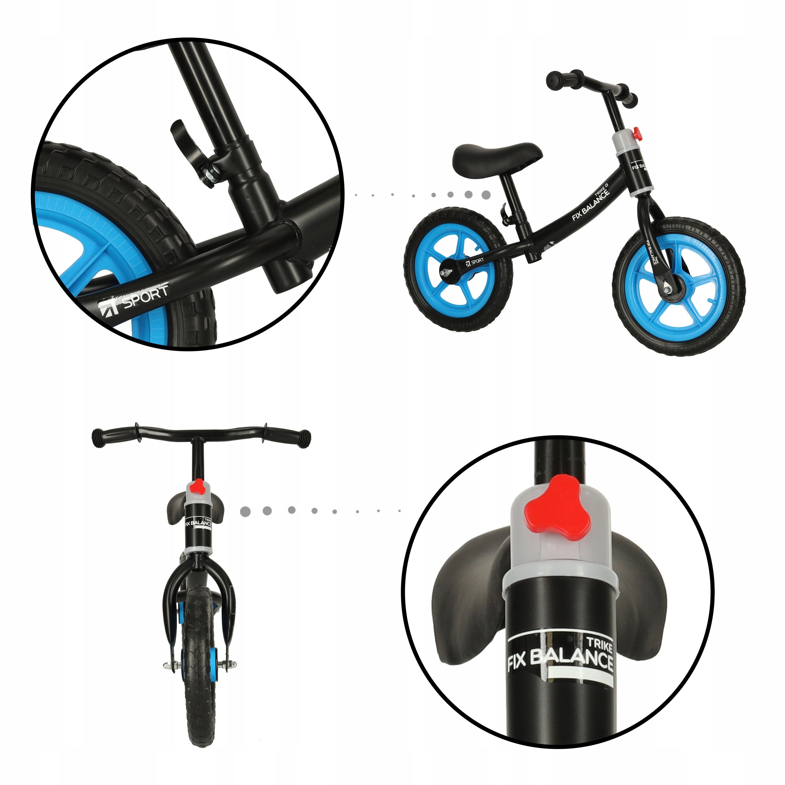BALANCE BIKE TRIKE FIX BALANCE FOR CHILDREN ULTRA LIGHT ADJUSTABLE BLACK Color black blue