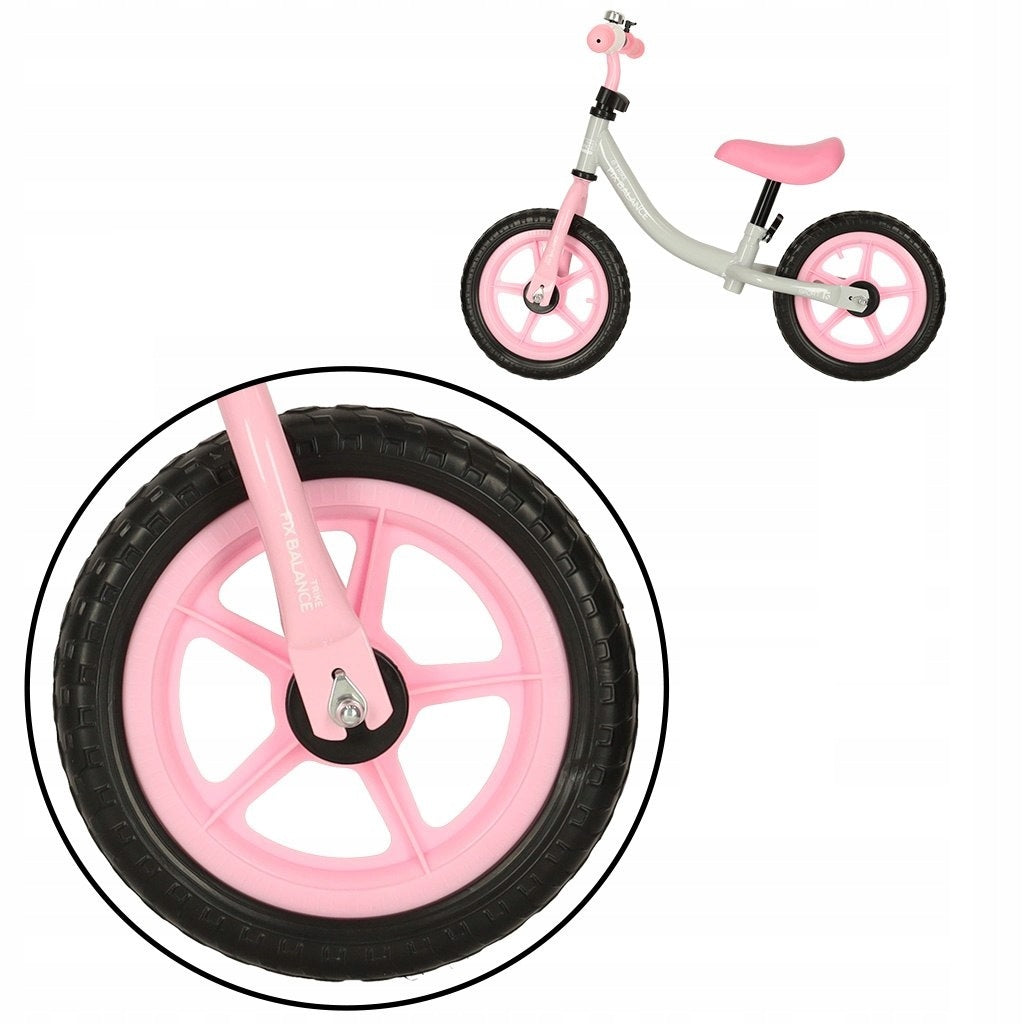 BALANCE BIKE TWO-WHEELED PINK 2-4 YEARS FOAM WHEELS ADJUSTMENT Kid's age 2+ years