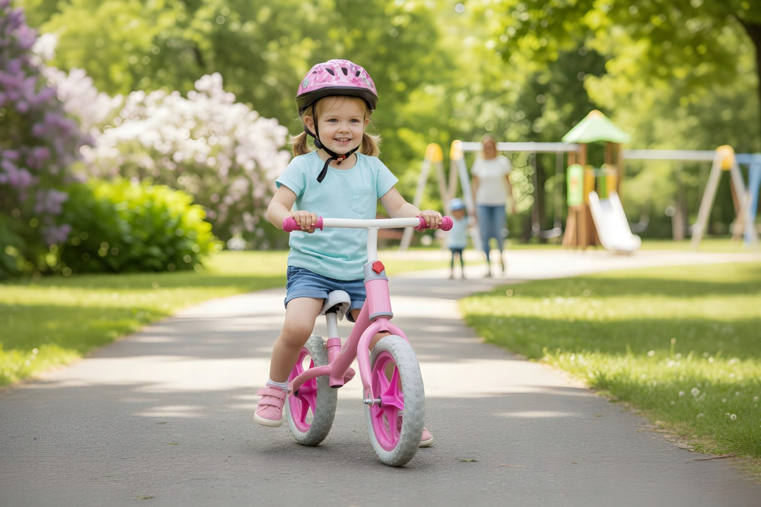 BALANCE BIKE for 2 - 3 year old CHILDREN'S BIKE 12 INCHES LIGHT 2,2KG + HELMET Color white pink