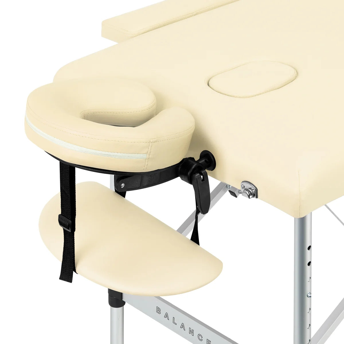 BALANCE PHYSIOTHERAPY MASSAGE TABLE WITH ALUMINUM SPA LEGS CREAM Frame material aluminum
