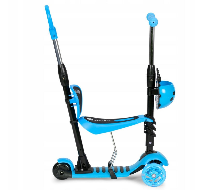 BALANCE SCOOTER 5in1 LADYBUG TRICYCLE LED BLUE Wheels natural rubber