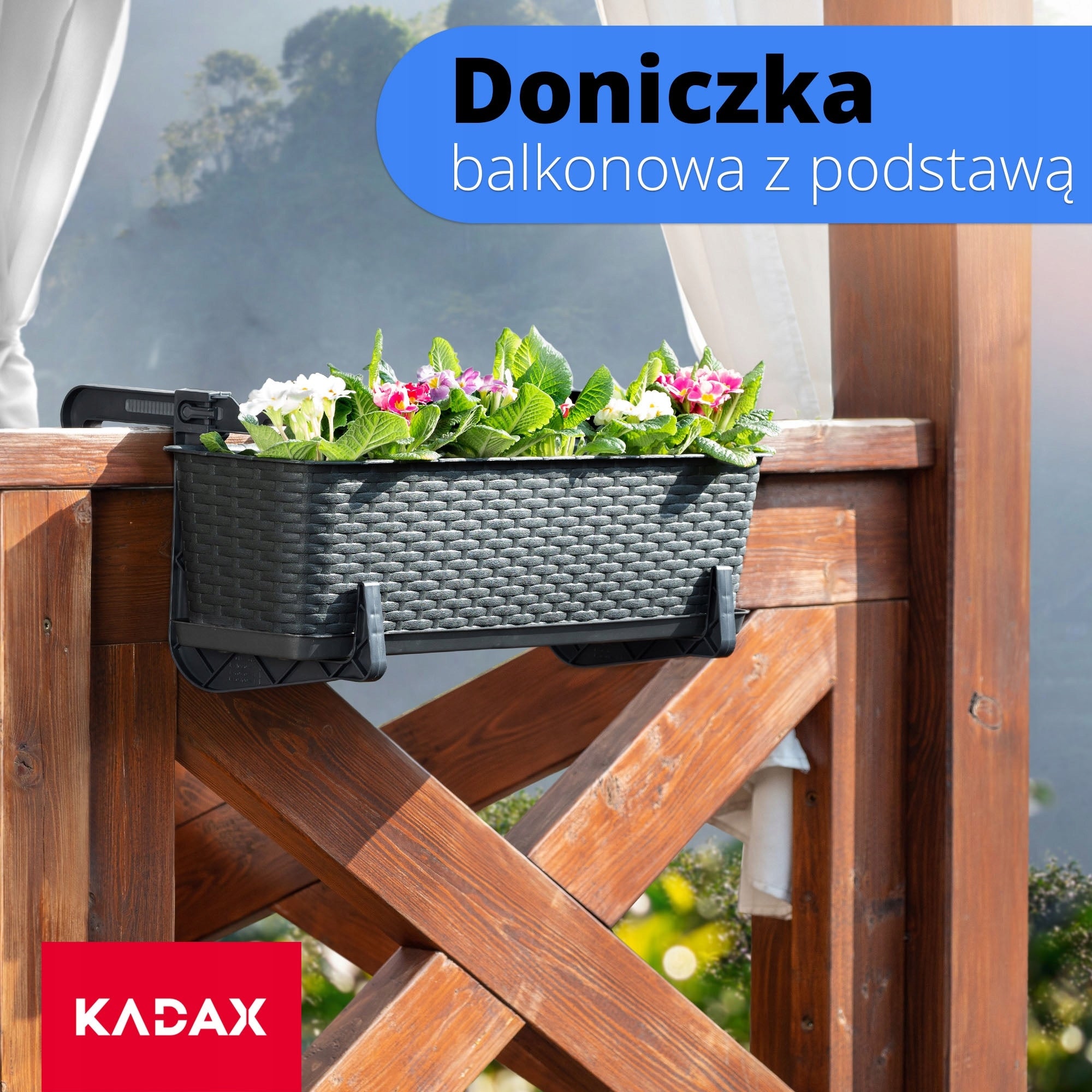 BALCONY BOX 40 cm FLOWER POT STAND HANDLES BALCONY Brand Kadax