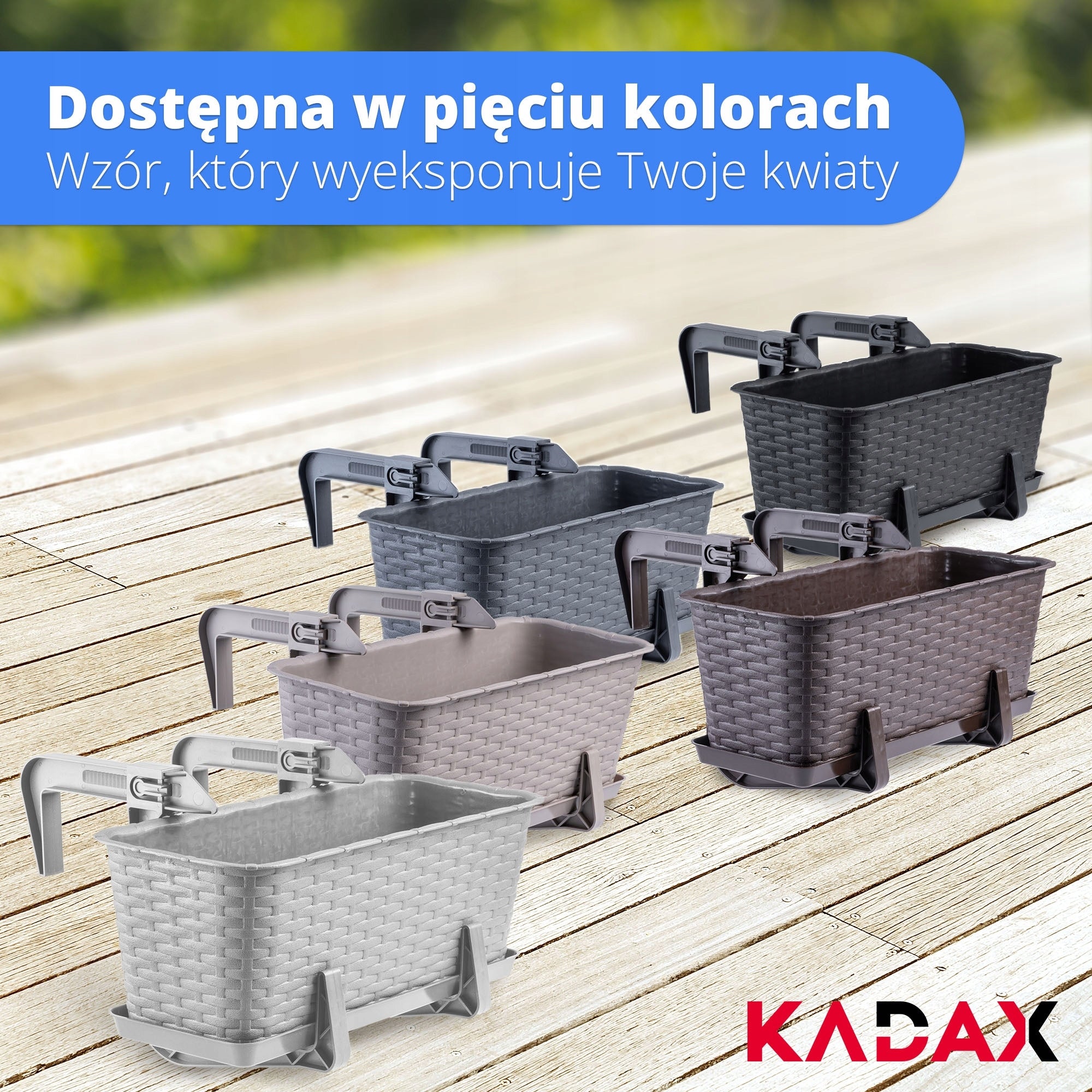 BALCONY BOX 40 cm FLOWER POT STAND HANDLES BALCONY Product height 15 cm