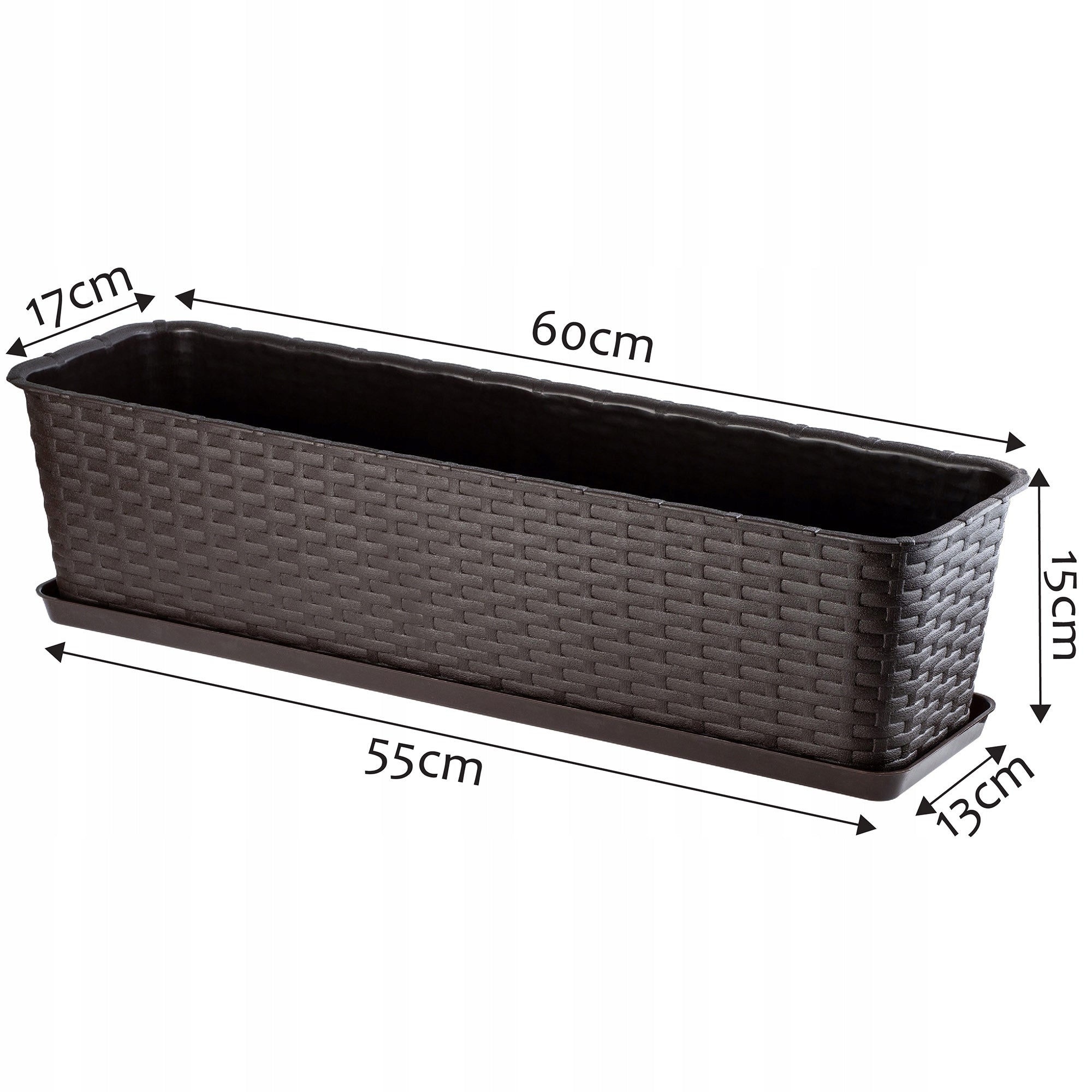 BALCONY BOX FLOWER POT 60cm FLOWER STAND BROWN Manufacturer code K2873