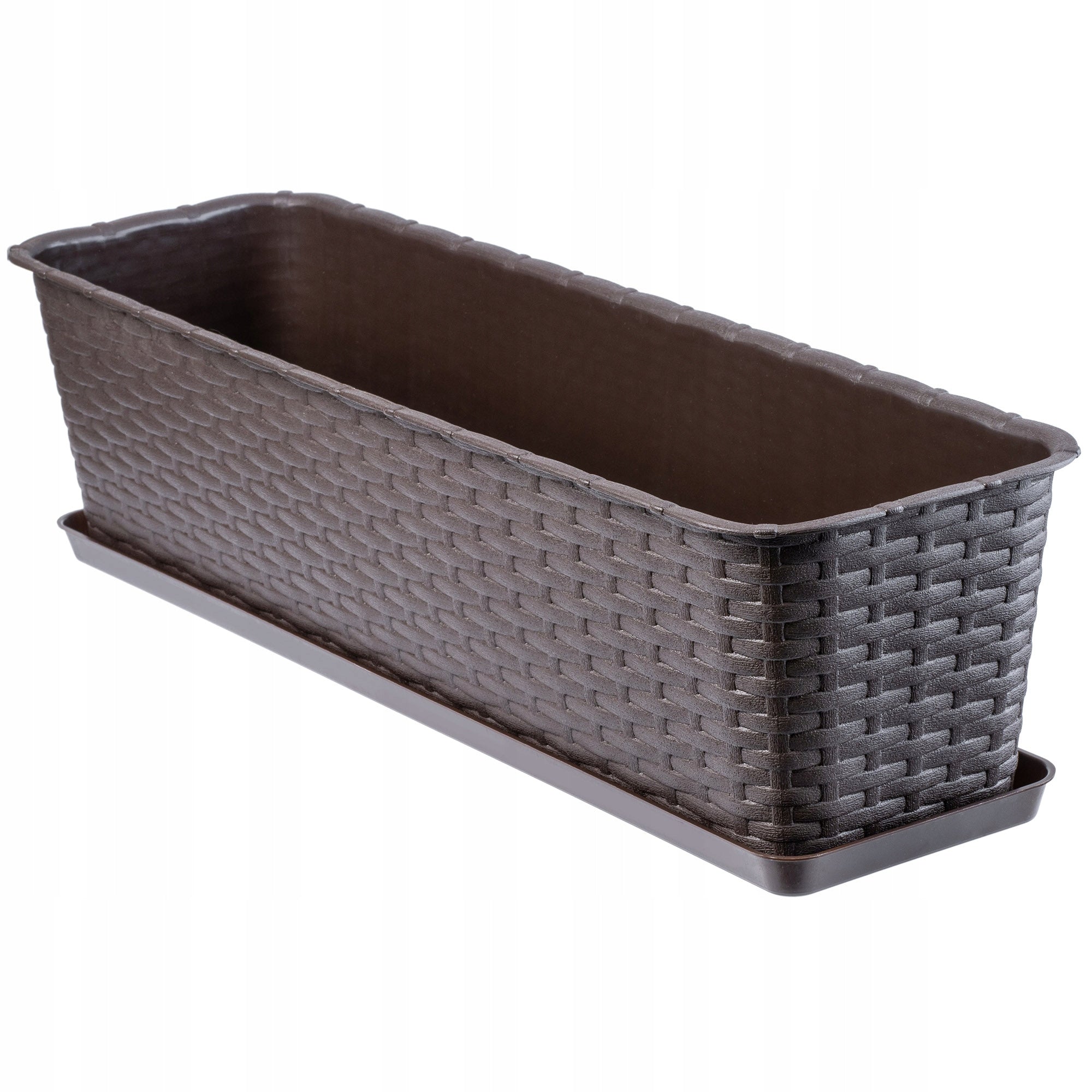 BALCONY BOX FLOWER POT 60cm FLOWER STAND BROWN Material synthetic material