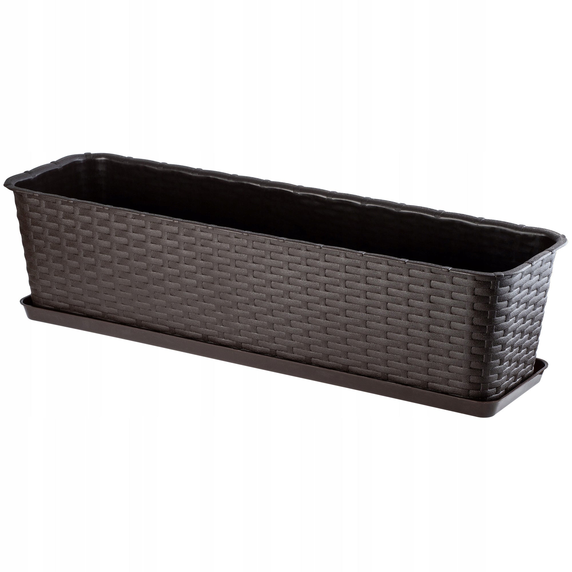 BALCONY BOX FLOWER POT 60cm FLOWER STAND BROWN
