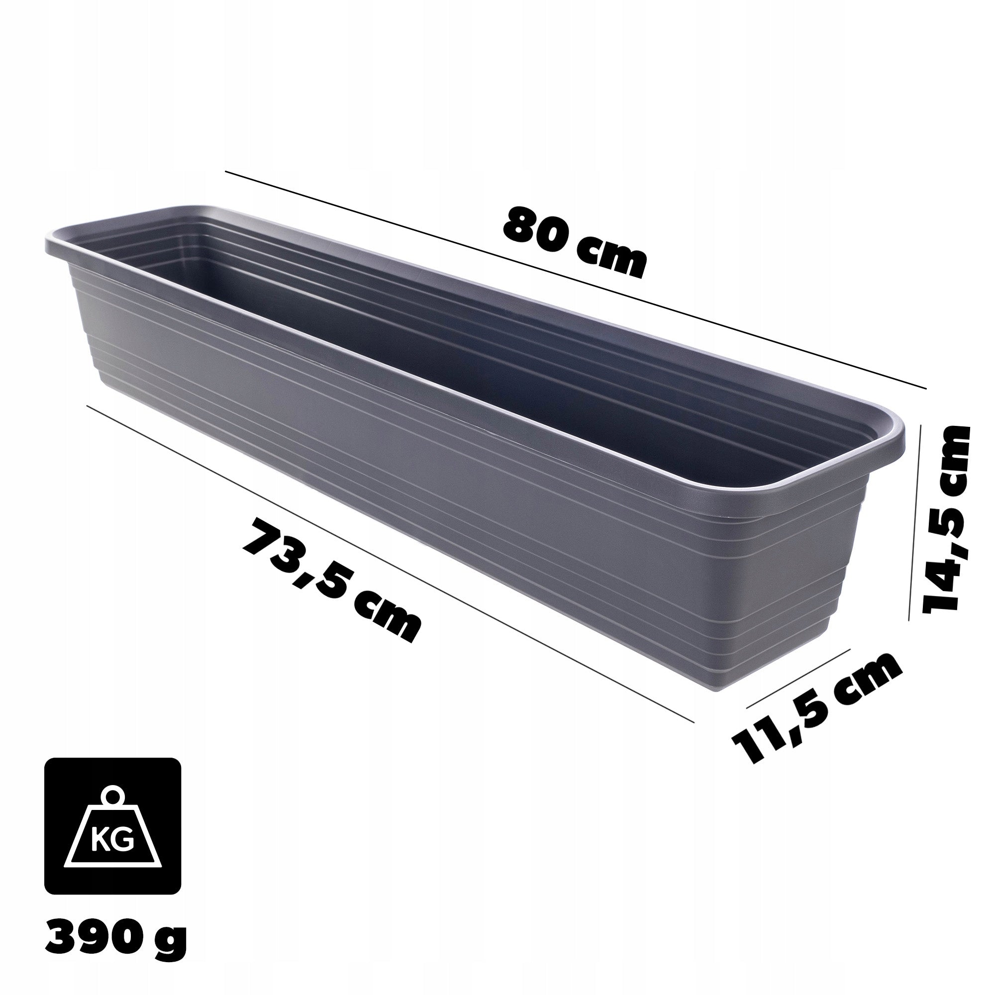 BALCONY BOX FLOWER POT 80cm ANTHRACITE FLOWER BOX KADAX Maximum length 80 cm