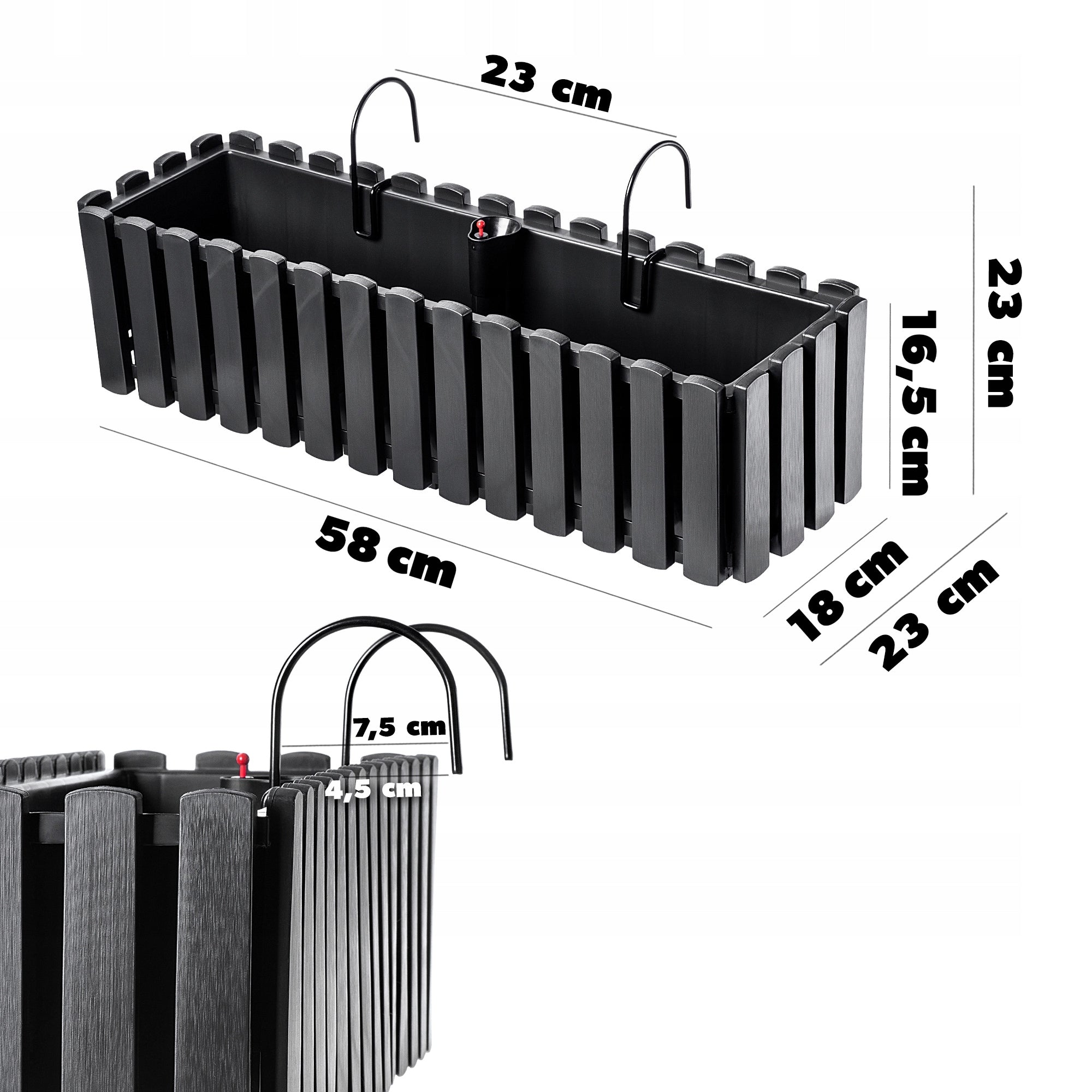 BALCONY BOX FLOWER POT FLOWER HOLDERS 58x18x16,5 cm ANTHRACITE Manufacturer code K8432