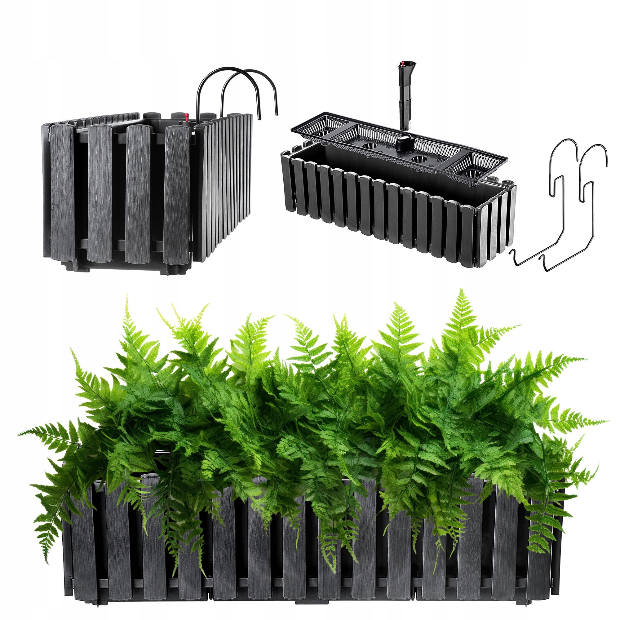 BALCONY BOX FLOWER POT FLOWER HOLDERS 58x18x16,5 cm ANTHRACITE