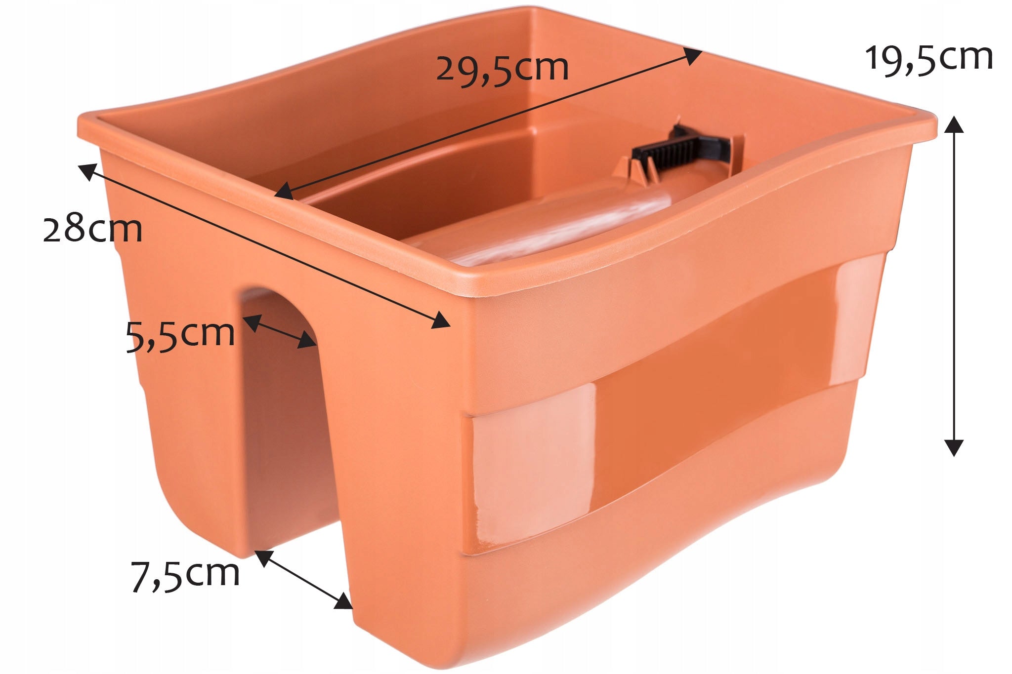 BALCONY BOX FLOWER POT FOR RAILING FLOWERS 29,5x28x19,5 cm Brand Kadax