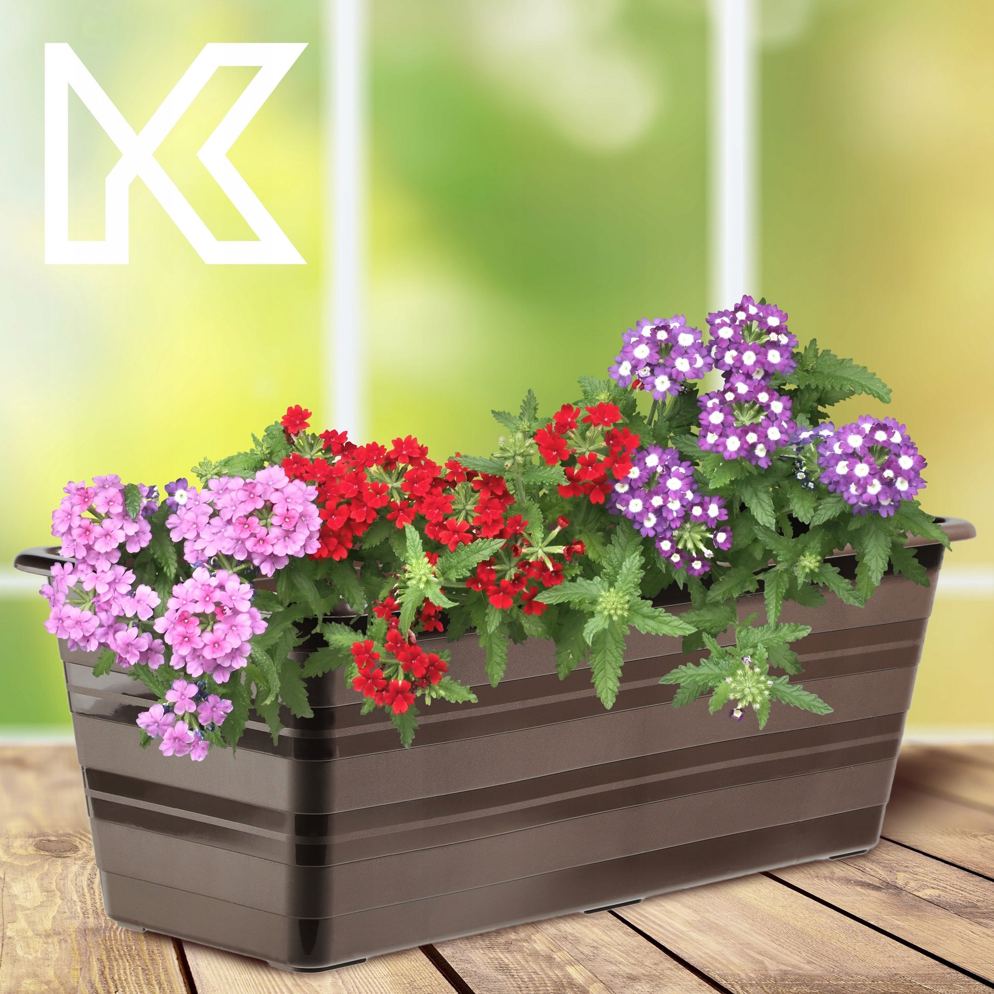 BALCONY BOX FLOWER POT LARGE 40cm FLOWERS PACKAGE 4 PCS FLOWERBED Packaging status original