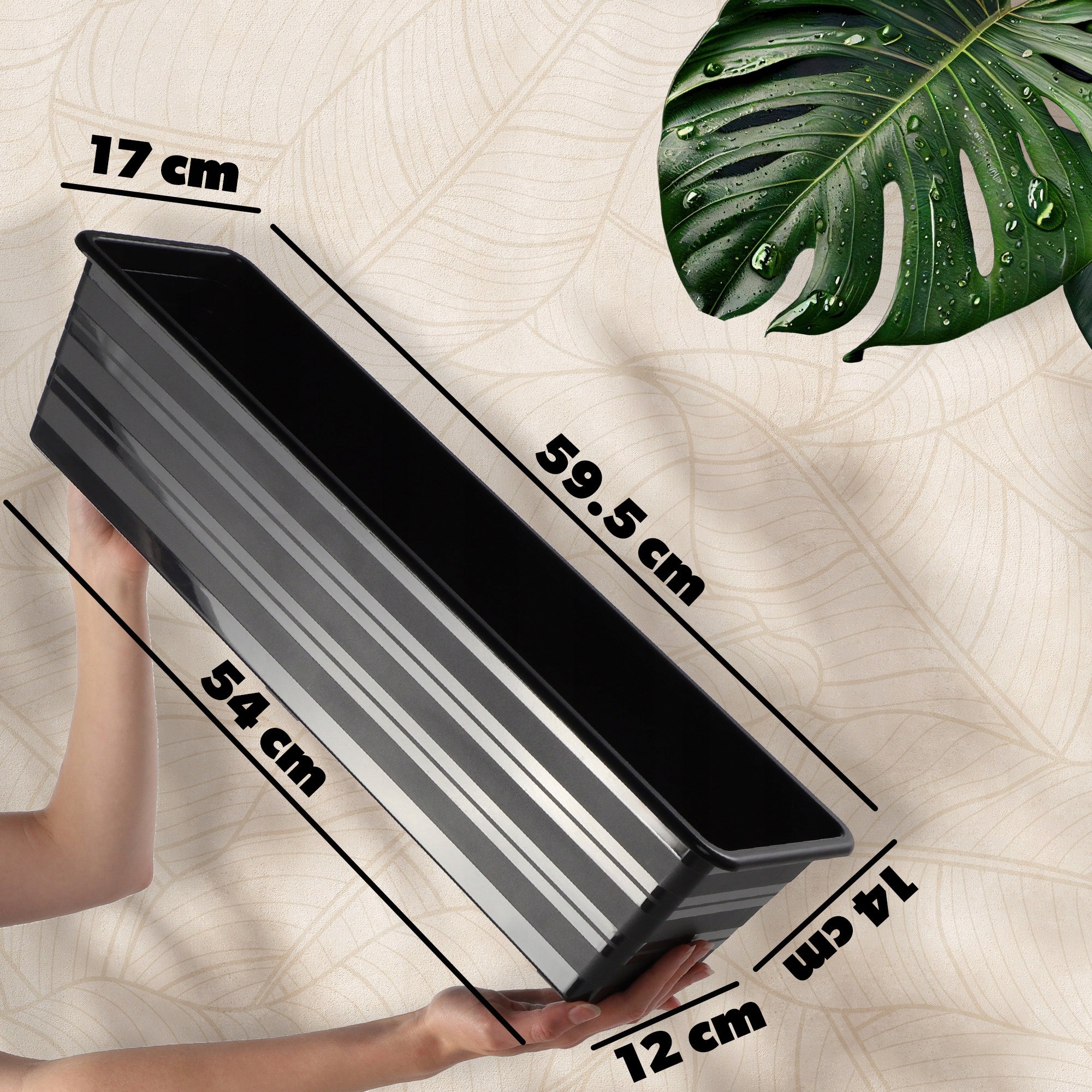 BALCONY BOX FLOWER POT LARGE 60cm FLOWERS PACKAGE 4 PCS FLOWERBED Maximum length 59.5 cm