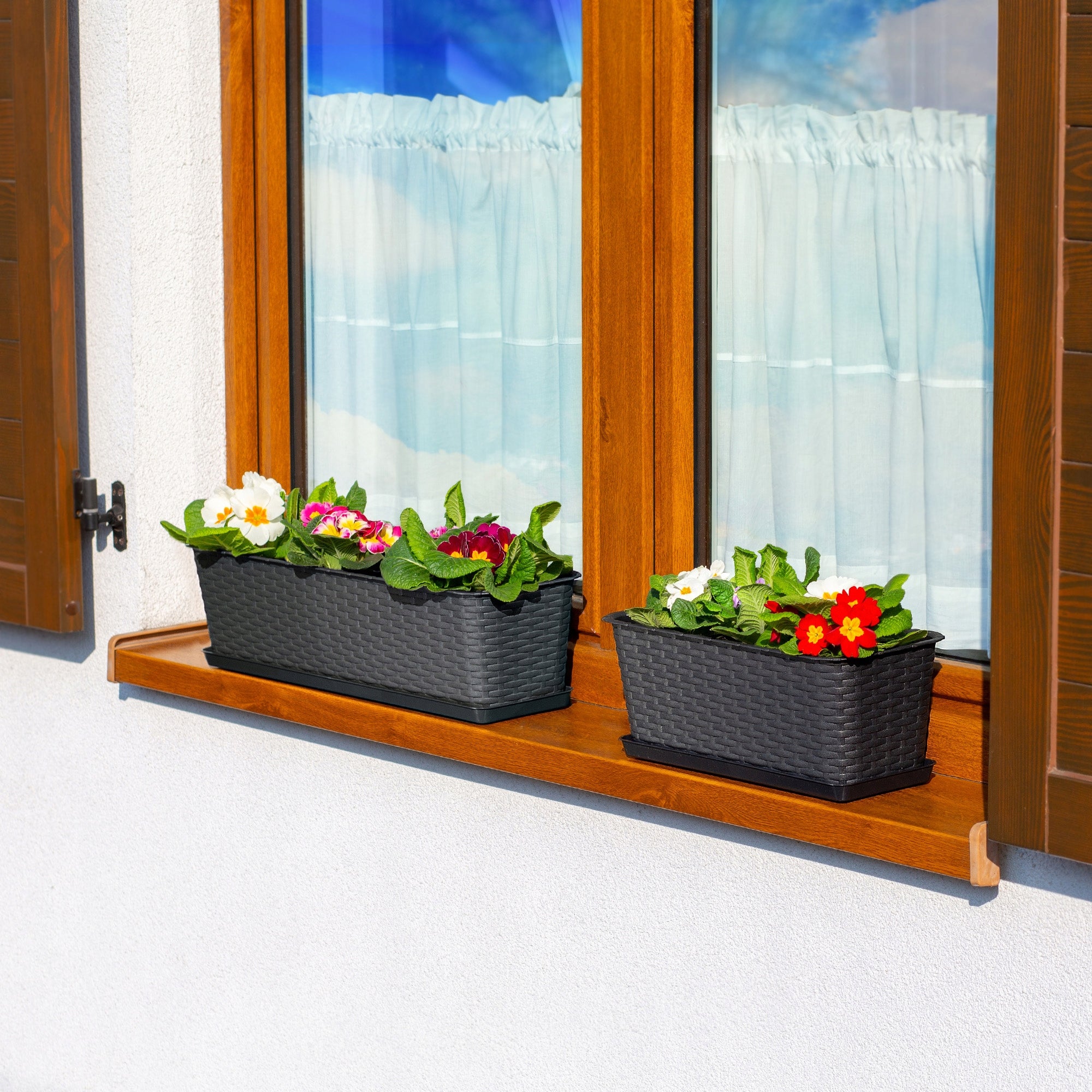BALCONY BOX FLOWER POT WITH FLOWER STAND 40 cm ANTHRACITE Brand Kadax