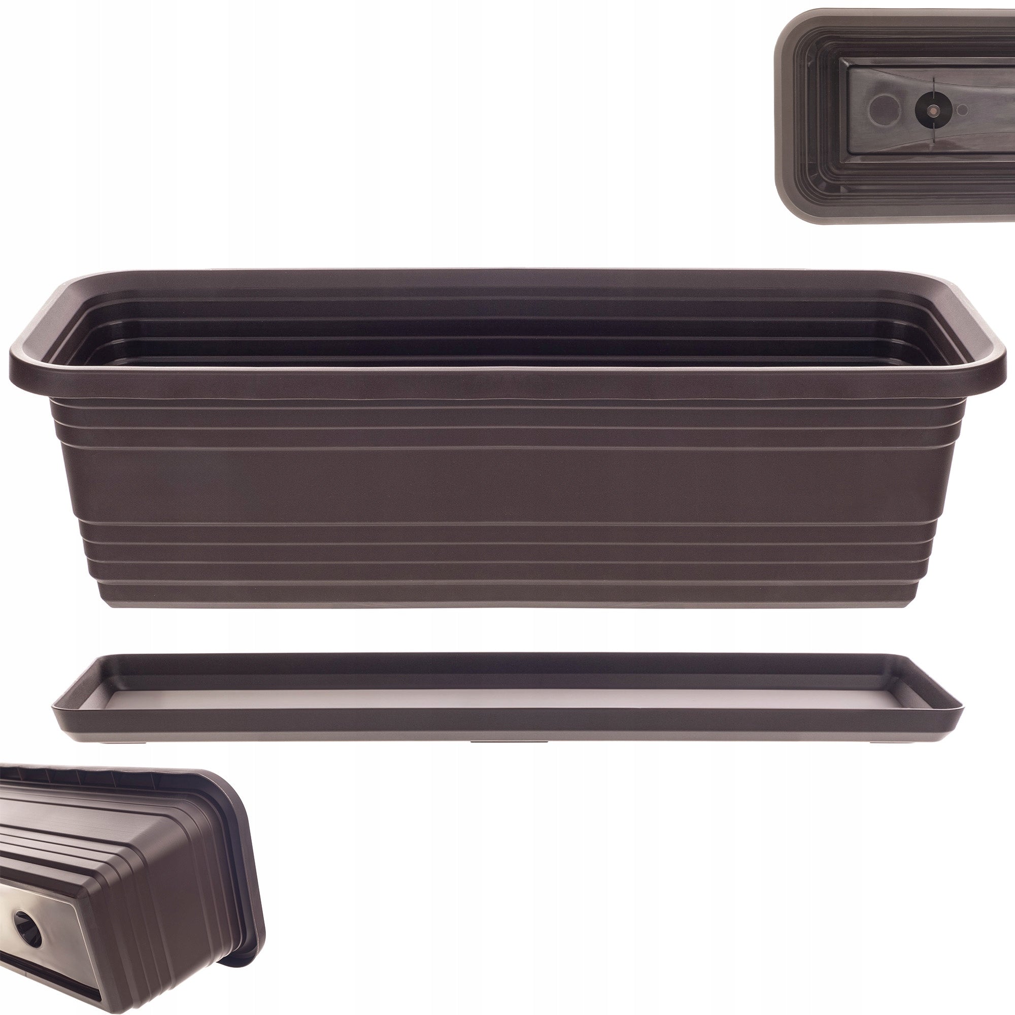 BALCONY FLOWER POT BOX FLOWER POT 50cm + MOCHA STAND