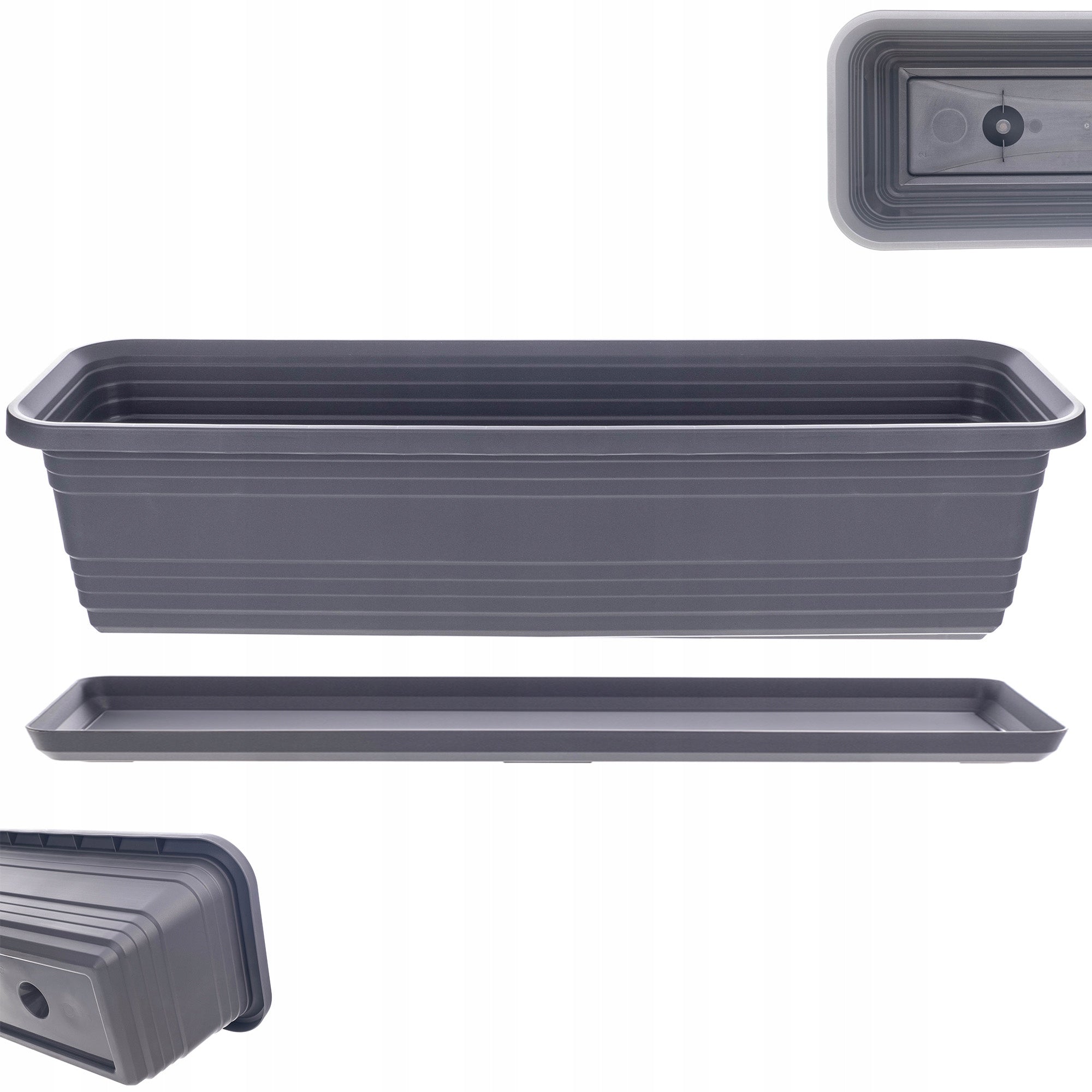 BALCONY FLOWER POT BOX FLOWER POT 60cm + STAND ANTHRACITE