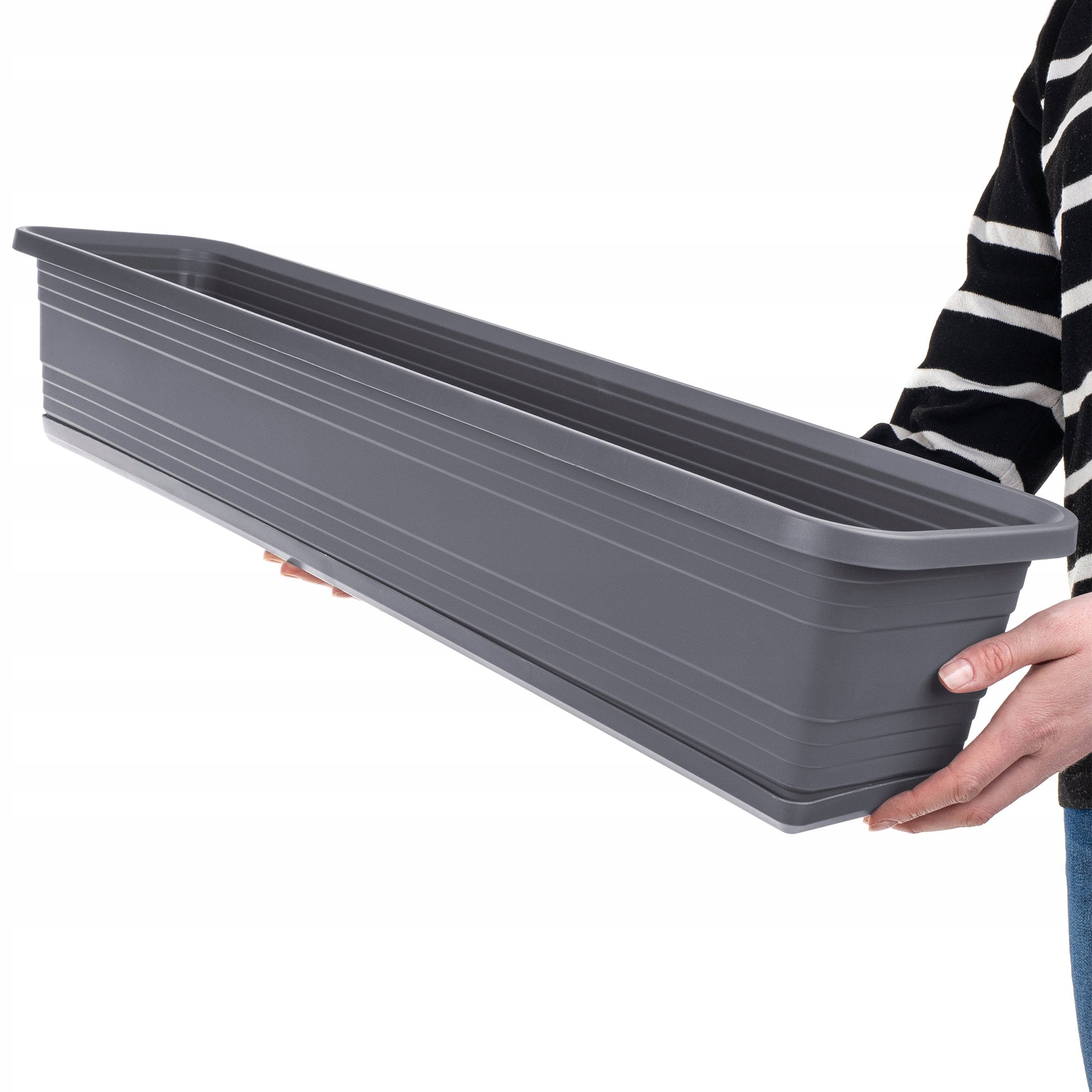 BALCONY FLOWER POT BOX FLOWER POT 80cm + STAND ANTHRACITE Maximum length 80 cm