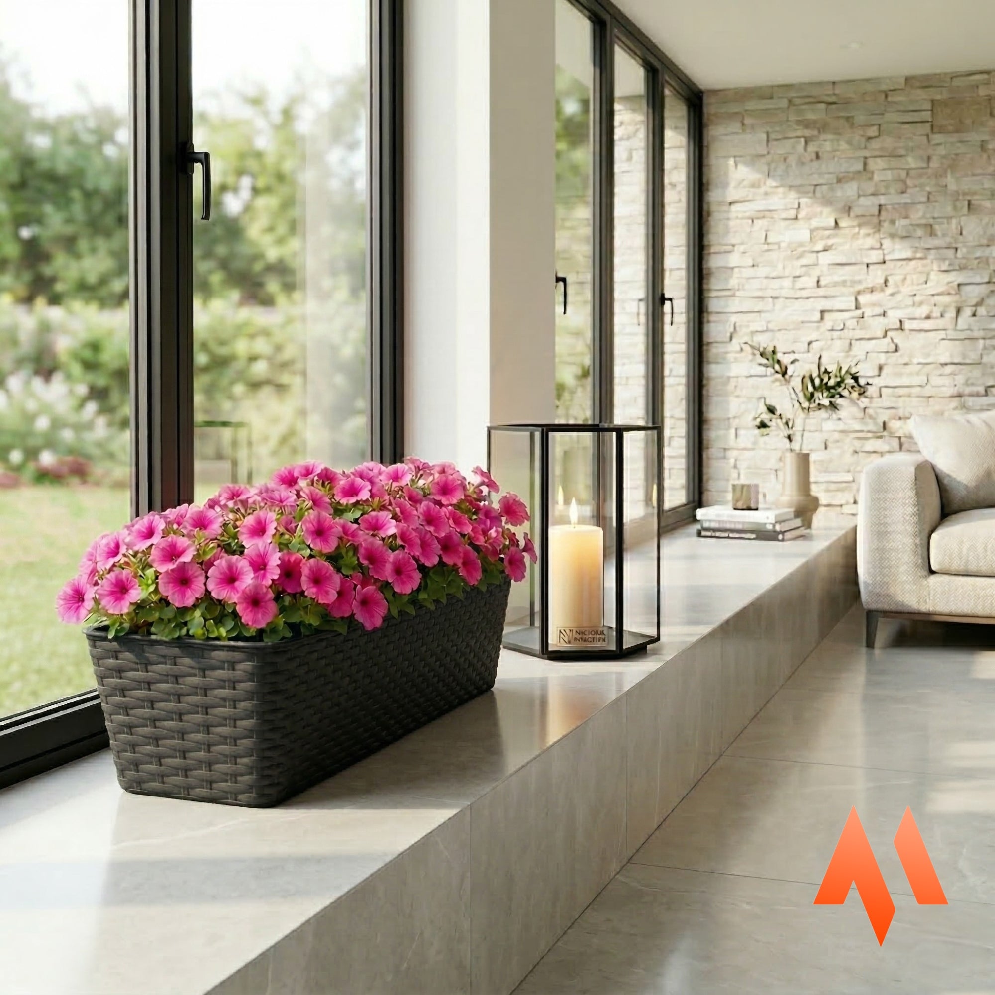 BALCONY FLOWER POT RATTAN PLANTER FOR BALCONY FLOWERS PLANTS 60cm ANTHRACITE Material synthetic material