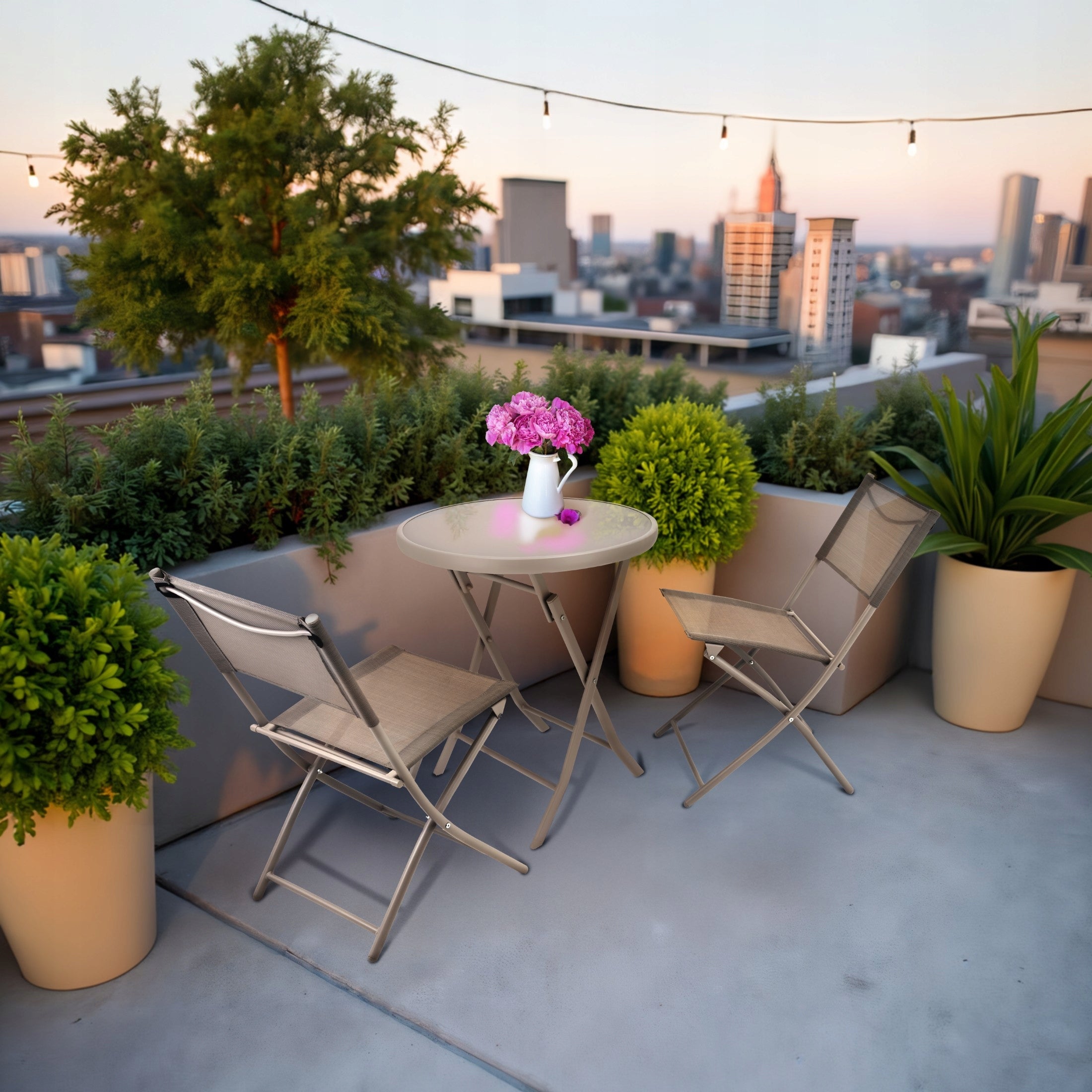 BALCONY FURNITURE SET GARDEN TERRACE furniture folding set Table 2 chairs Main material metal