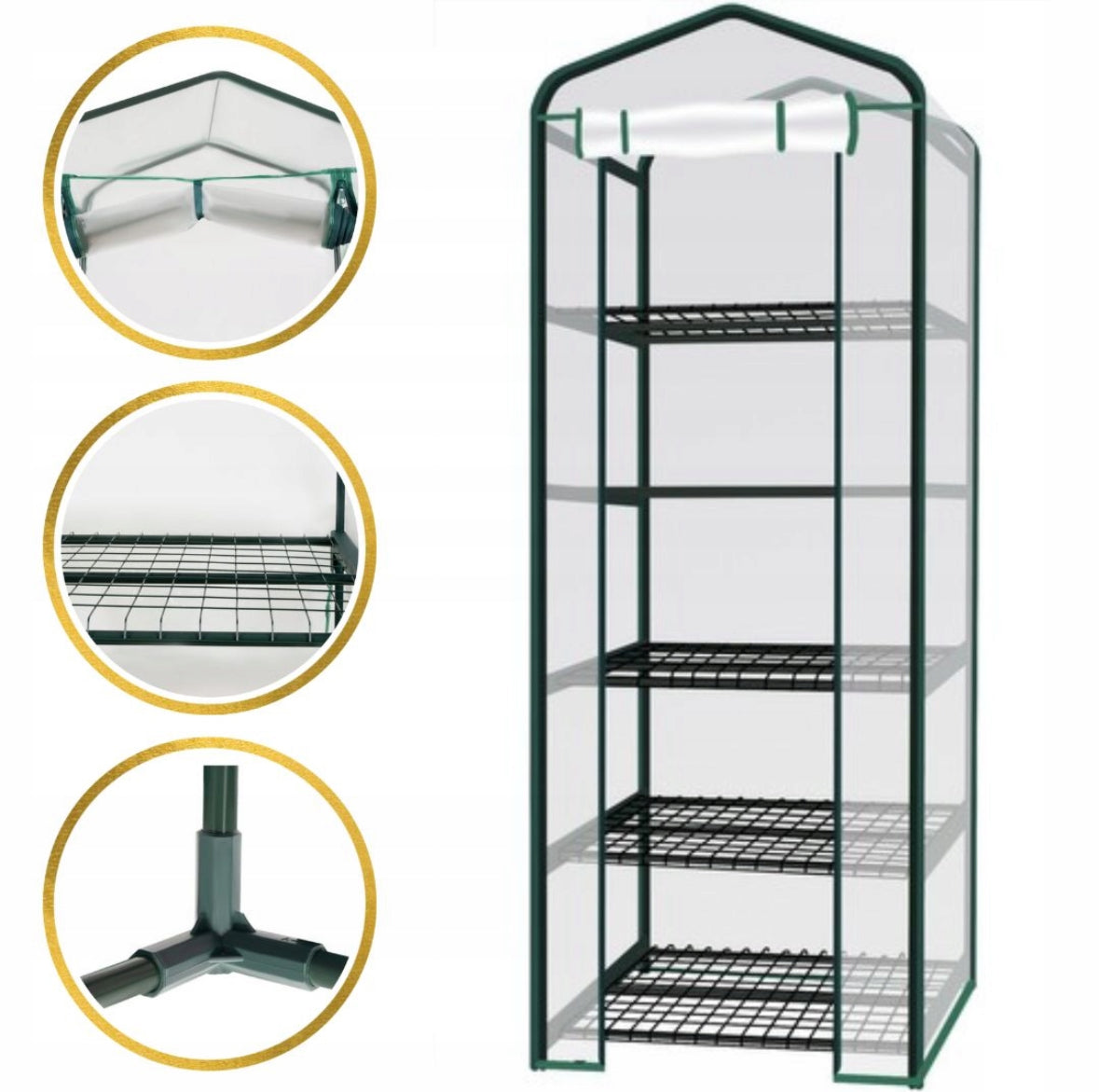 BALCONY GARDEN GREENHOUSE 5 SHELVES FLOWER RACK 190x70 cm VERTICAL MINI Manufacturer code 23359