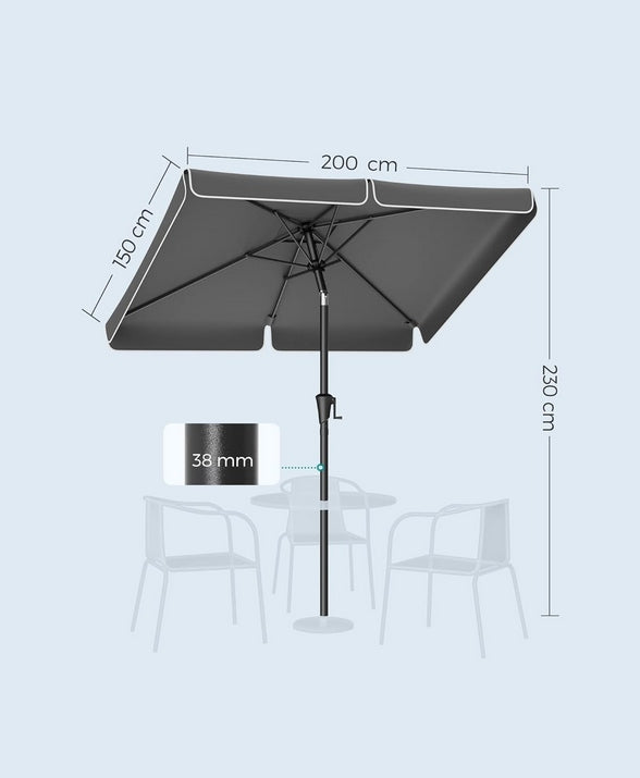 BALCONY UMBRELLA 200X150 SUN CRANK GREY SONGMICS Manufacturer Songmics
