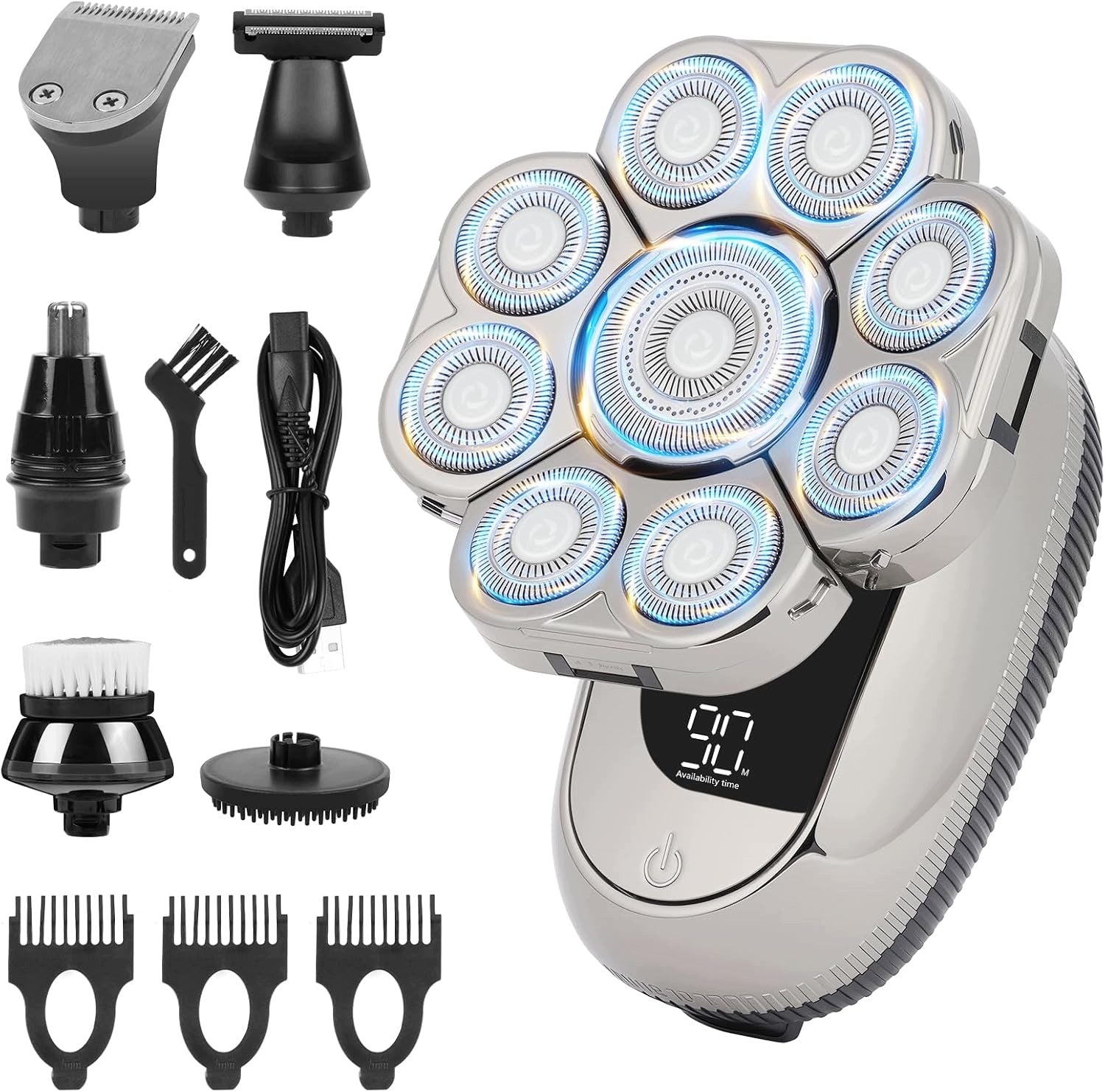 BALD HEAD SHAVER 9D IPX6 WATERPROOF 6IN1 LED TRIMMER