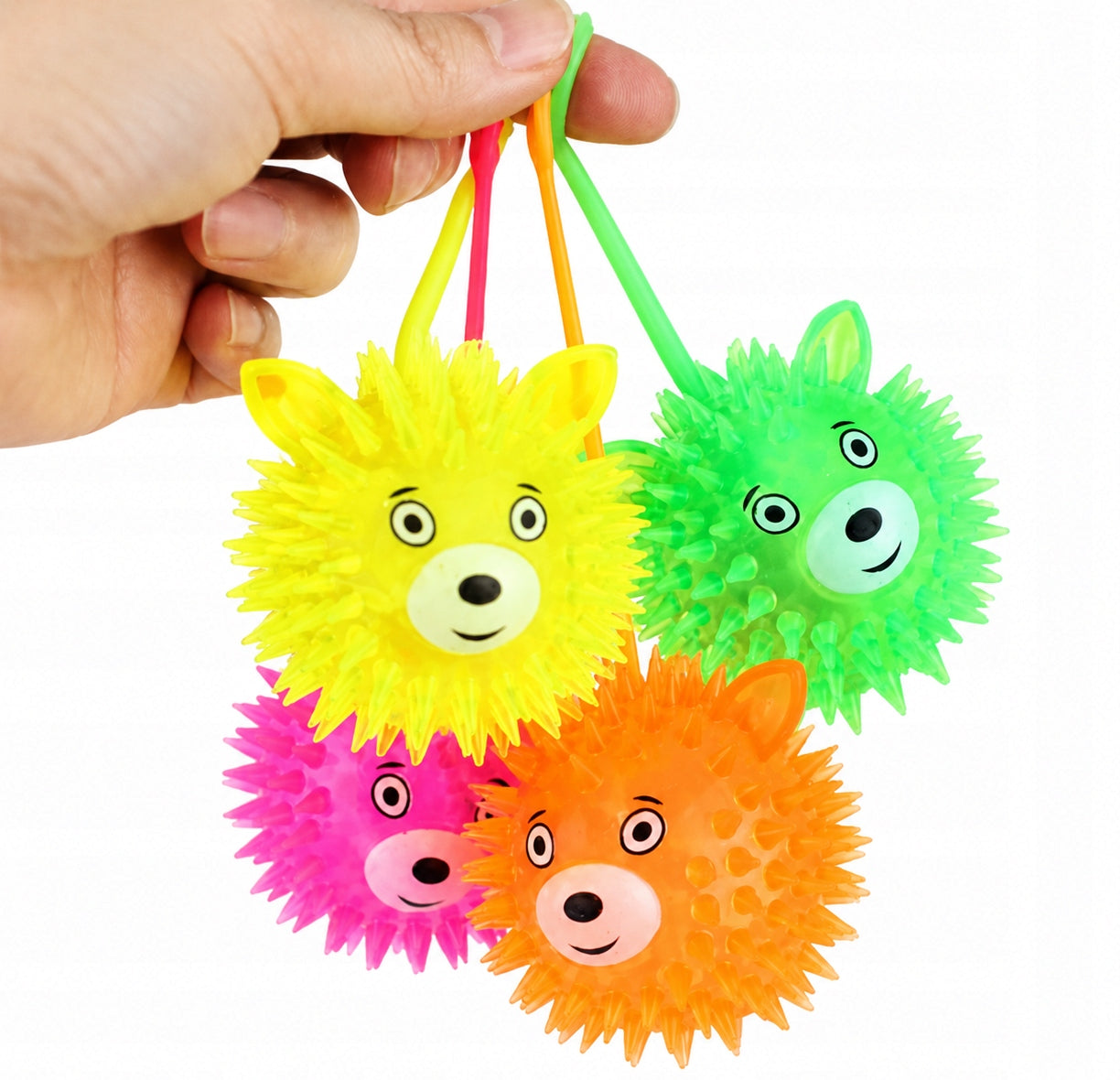 BALL SENSORY BEAR GLOWING ON ELASTIC BAND WITH SPIKES 6,5CM SQUISHY Manufacturer code 1428