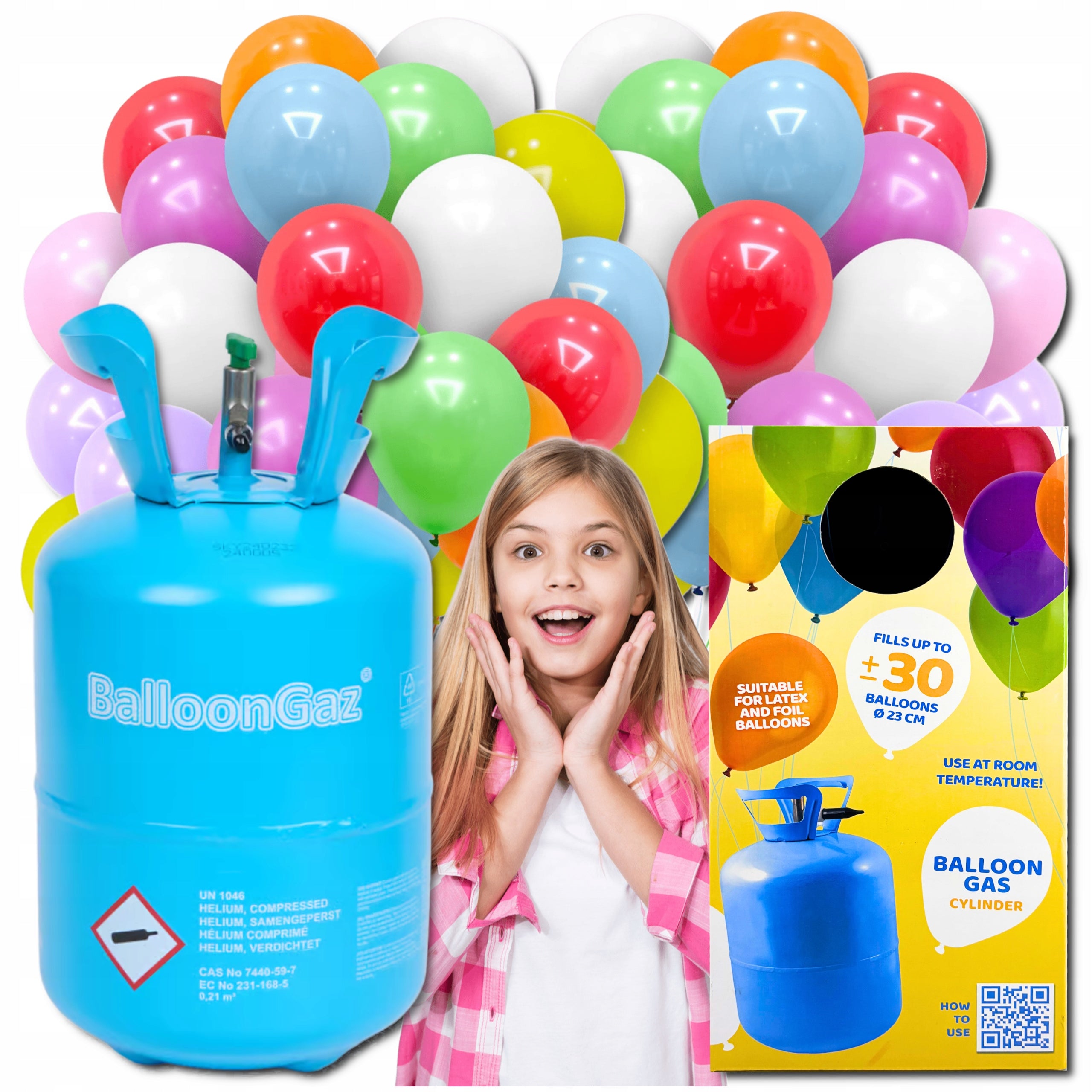BALLOON FILLING HELIUM BIRTHDAY VALENTINE'S DAY FULL CYLINDER 0.21 M3 + BALLOONS