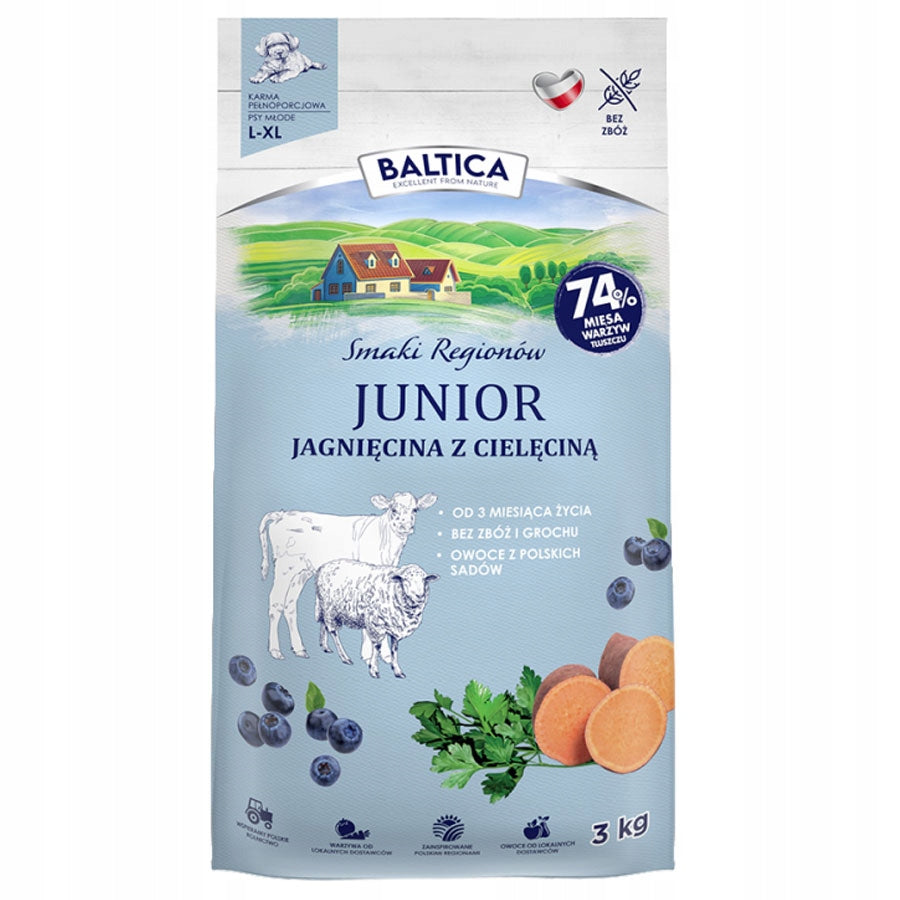 BALTICA FLAVORS OF REGIONS JUNIOR LAMB WITH VEAL XL 3kg LARGE BREEDS Packaging status original