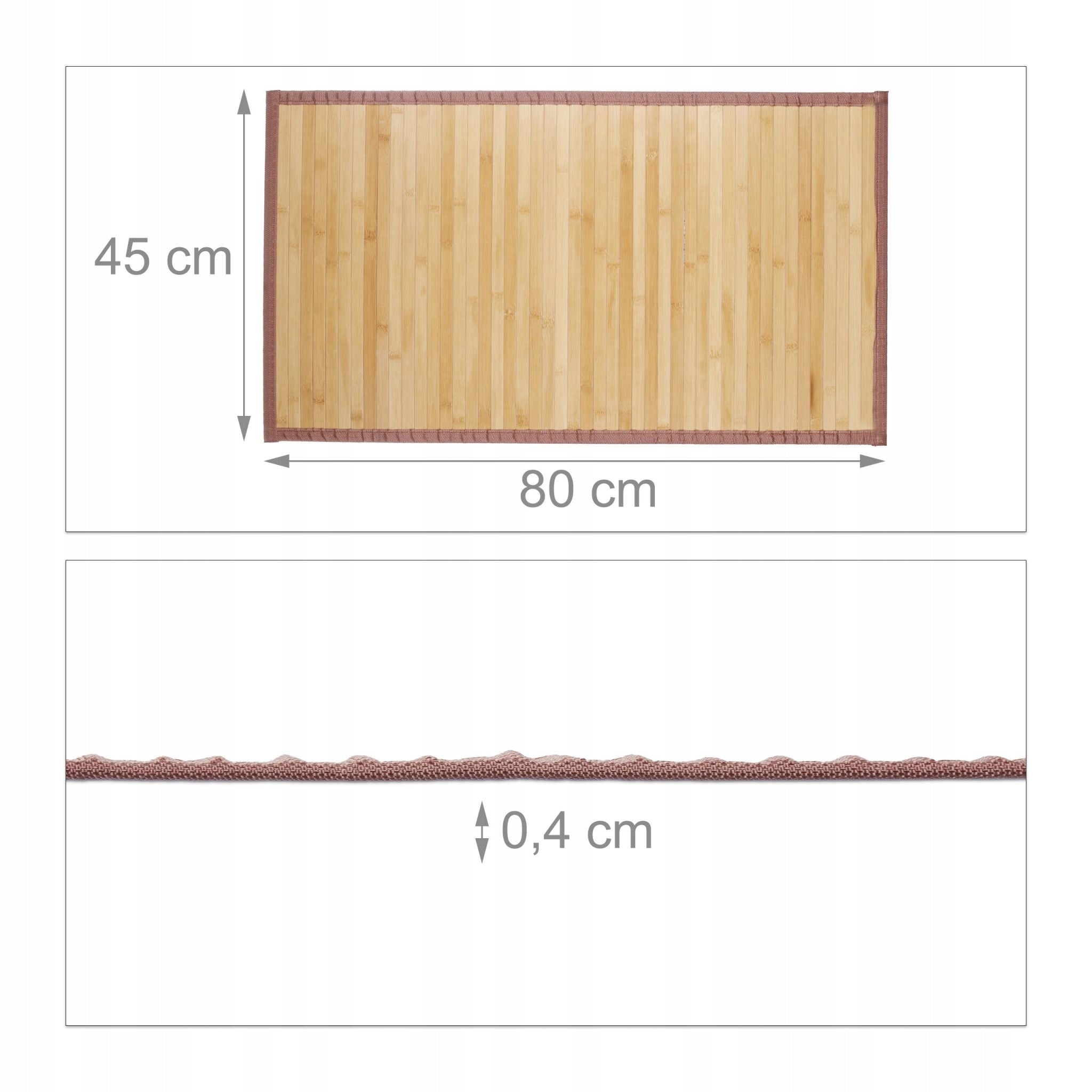 BAMBOO BATHROOM MAT NON-SLIP NATURAL VARIOUS SIZES Length 80 cm