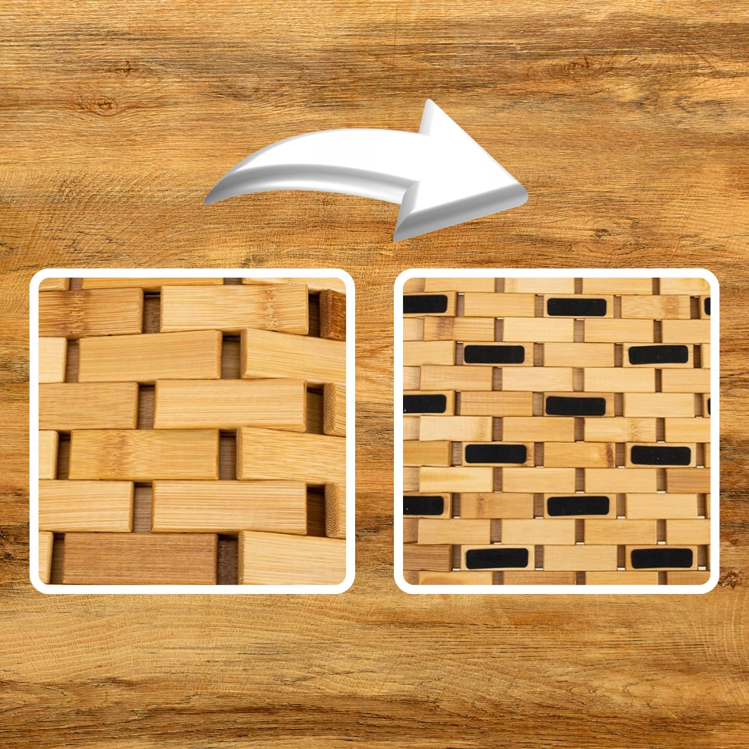 BAMBOO BATHROOM MAT WOODEN NON-SLIP RUG NATURAL 50x70 cm Shape rectangle