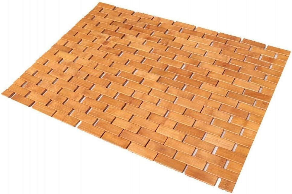 BAMBOO BATHROOM MAT WOODEN NON-SLIP RUG NATURAL 60x40 cm Packaging status original