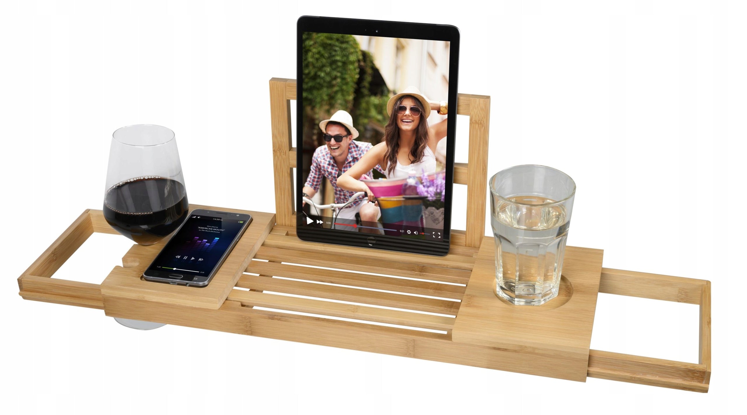 BAMBOO BATHROOM SHELF ADJUSTABLE 50 - 85 cm Manufacturer code PÓŁKA ŁAZIENKOWA DESKA NA WANNĘ BAMBUSOWA