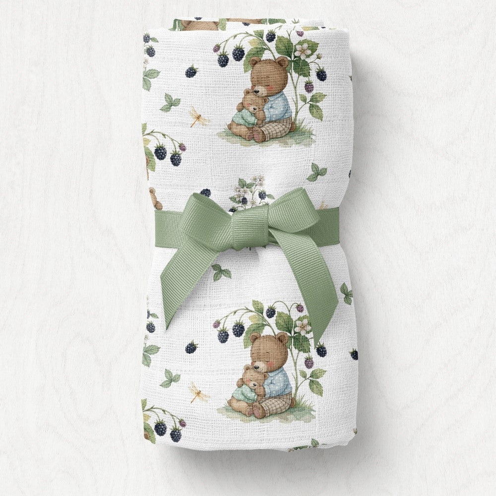 BAMBOO DIAPER 75x75 BEARS/BLACKBERRIES