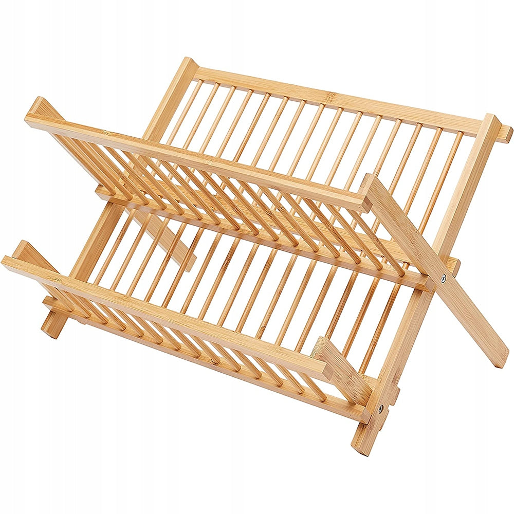 BAMBOO DISH DRYER DRAINER FOLDING 2-TIER CUPS PLATES Manufacturer code 85623