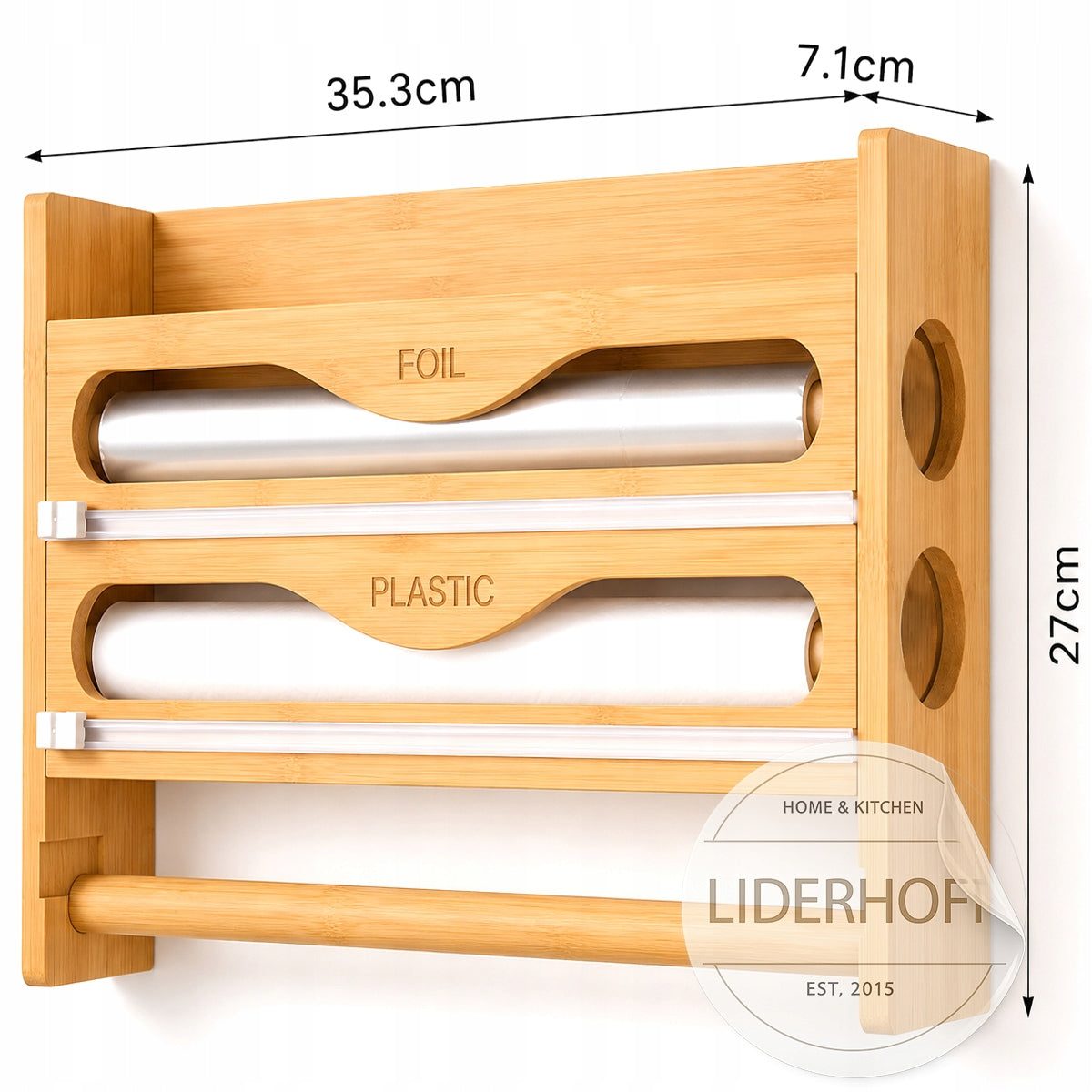 BAMBOO KITCHEN ORGANIZER 4in1 TOWEL HOLDER FOIL SPICE SHELF Packaging status original