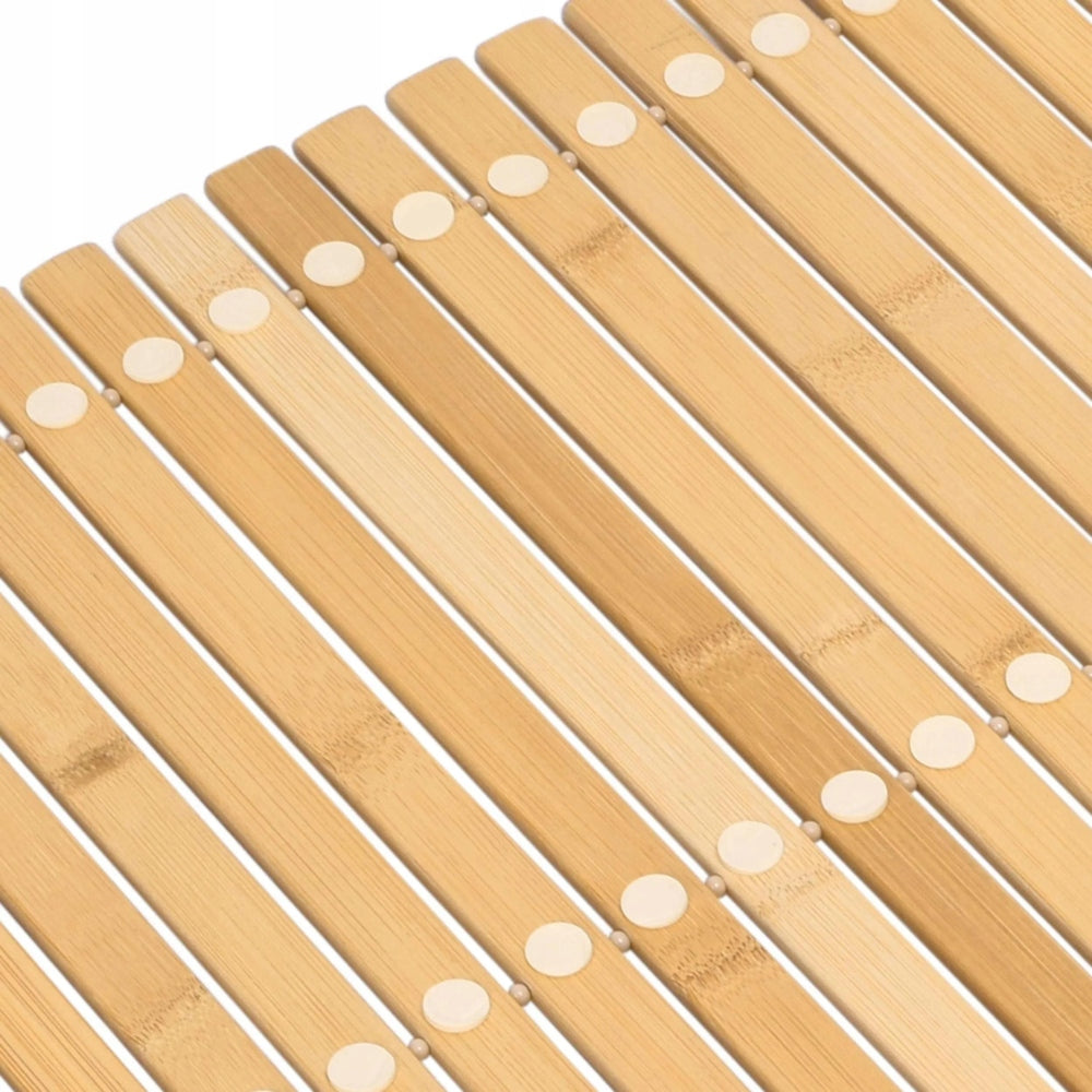 BAMBOO MAT BATHROOM WOODEN NON-SLIP RUG NATURAL 40X60 CM Length 60 cm