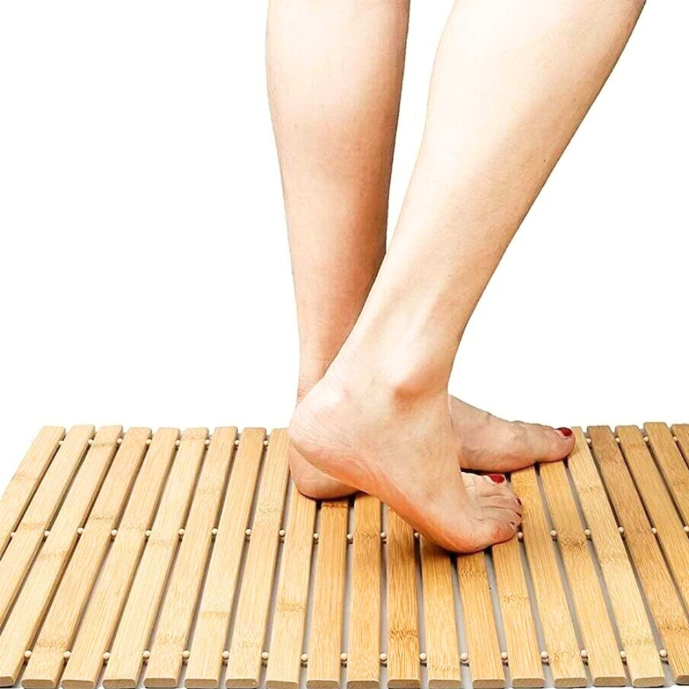 BAMBOO MAT BATHROOM WOODEN NON-SLIP RUG NATURAL 40X60 CM Product width 40 cm