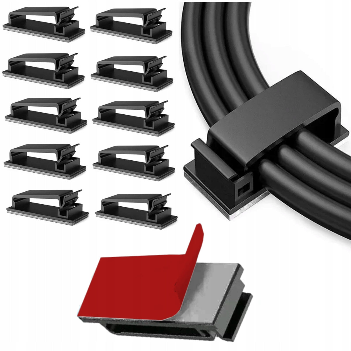 BAND CLIP ORGANIZER FOR FIXING WIRES SELF-ADHESIVE 10 PIECES