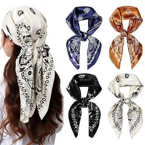 BANDANA SILK WOMEN'S LARGE SQUARE HEADSCARF NECK ORNAMENT Brand no brand