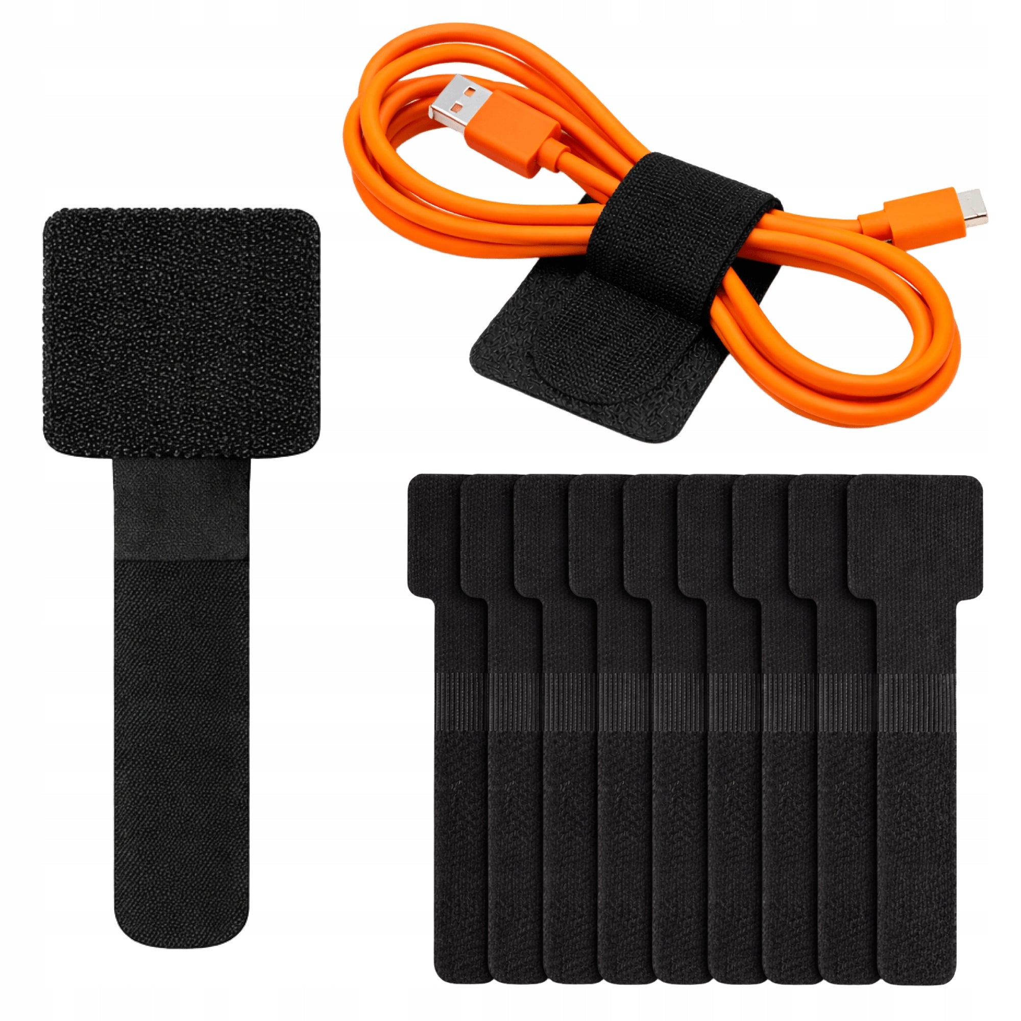 BANDS CABLE ORGANIZER VELCRO BAND BLACK VELCRO TAPE STRONG 10PCS