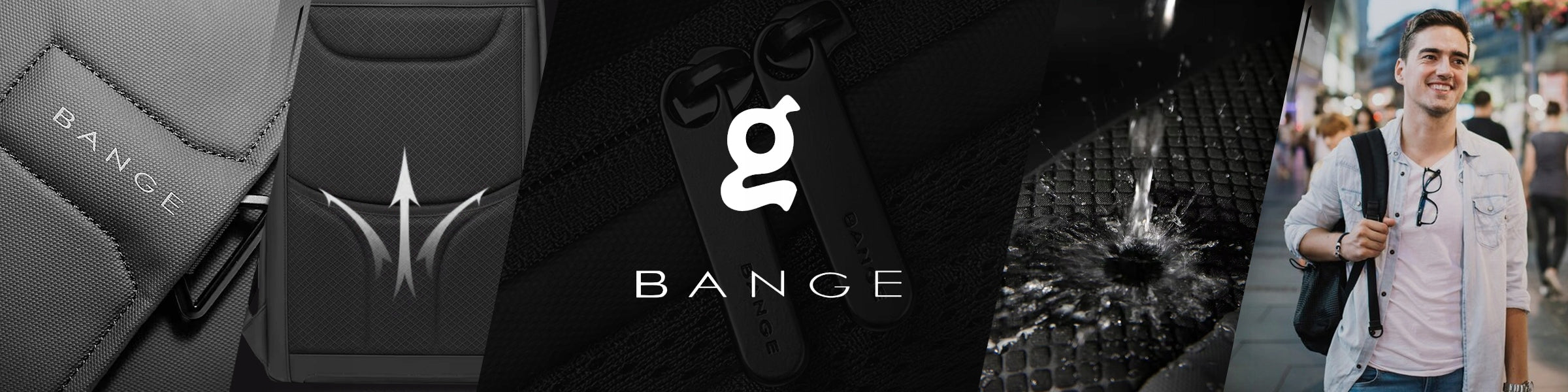 BANGE Backpack for LAPTOP 14" urban youth waterproof black SLIM Brand Bange