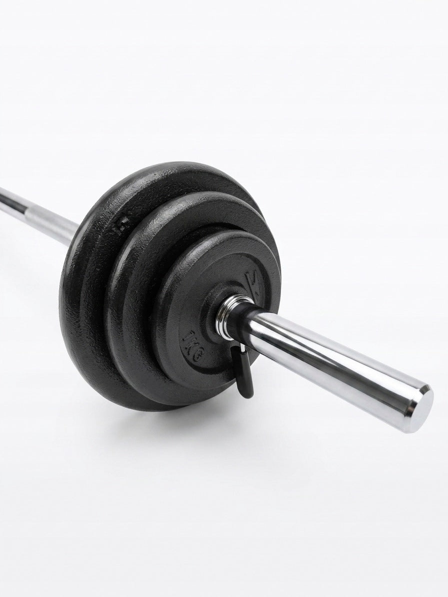 BARBELL BODYBUILDING SET CAST IRON LOAD 26KG NECK SUITCASE CLAMPS Weight 26 kg