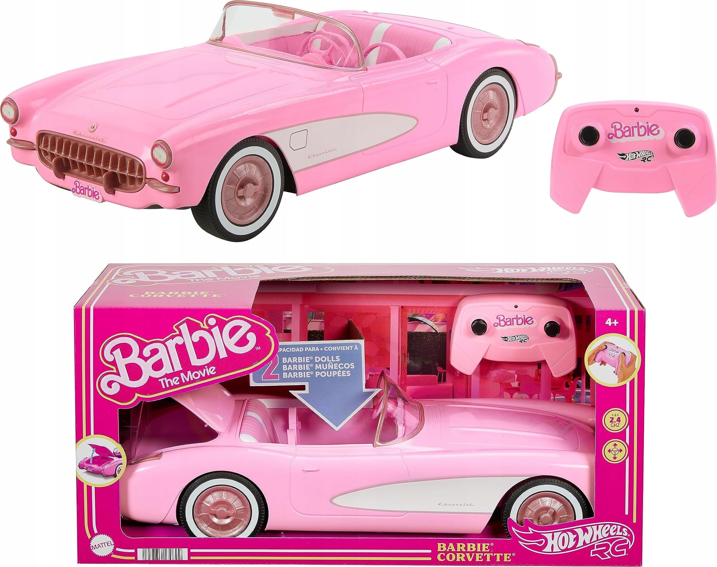 BARBIE HOT WHEELS CONVERTIBLE RC CORVETTE STINGRAY REMOTE CONTROLLED ROSY