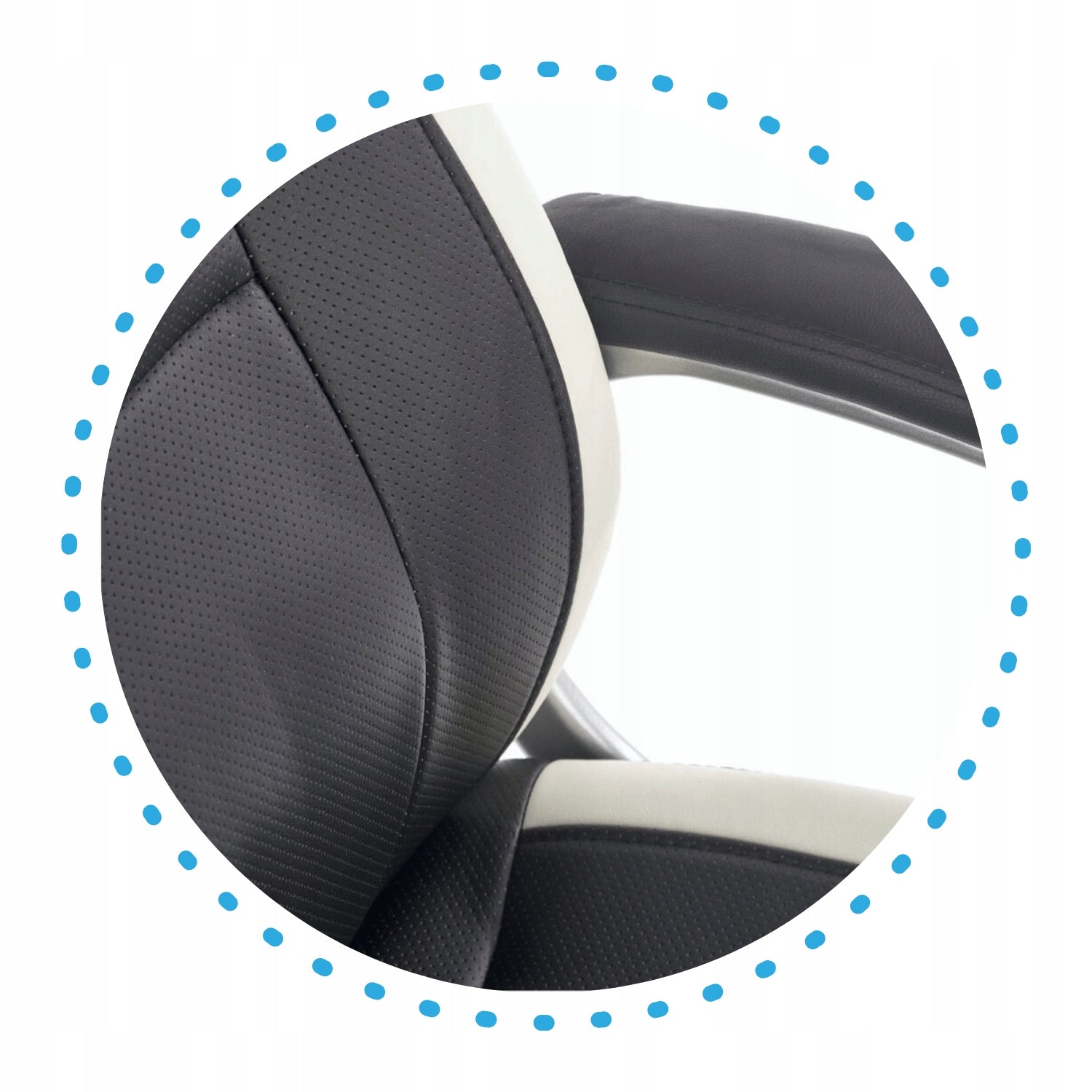 BARTON Desk Swivel Chair Black White Leather for Office Computer Furniture depth 68 cm